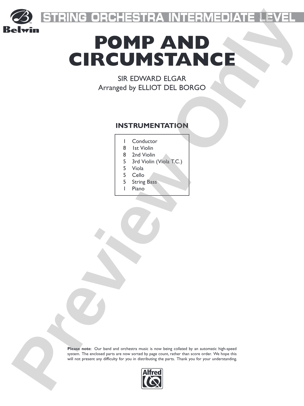 Pomp and Circumstance: String Orchestra Conductor Score & Parts