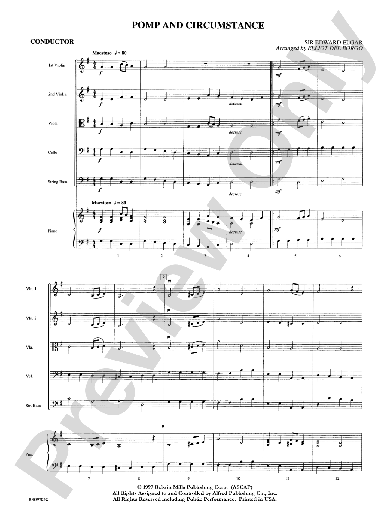 Pomp and Circumstance: String Orchestra Conductor Score & Parts