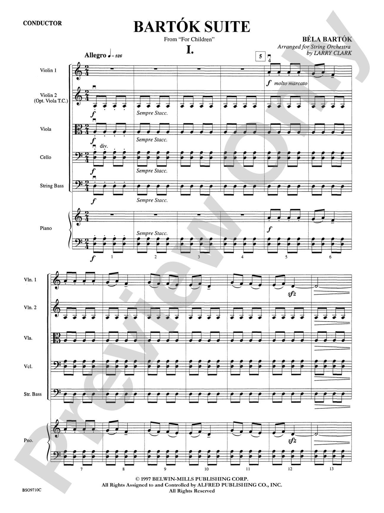 Bartók Suite: String Orchestra Conductor Score & Parts