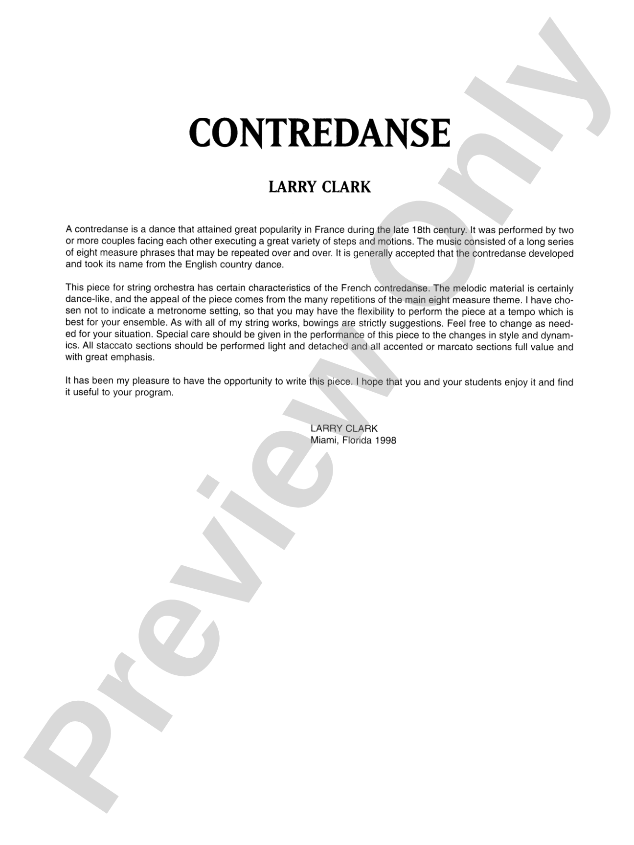 Contredanse: String Orchestra Conductor Score & Parts