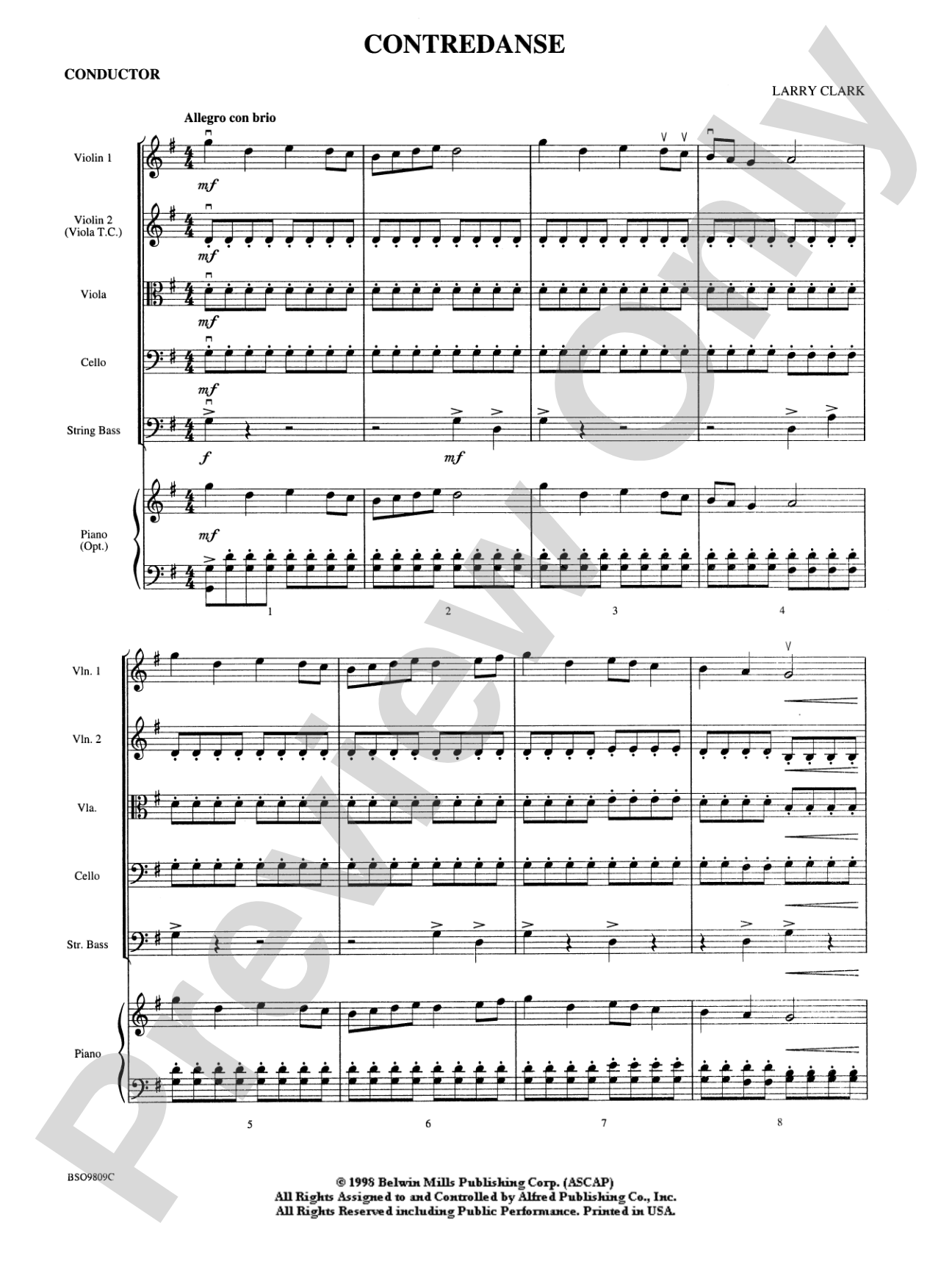 Contredanse: String Orchestra Conductor Score & Parts