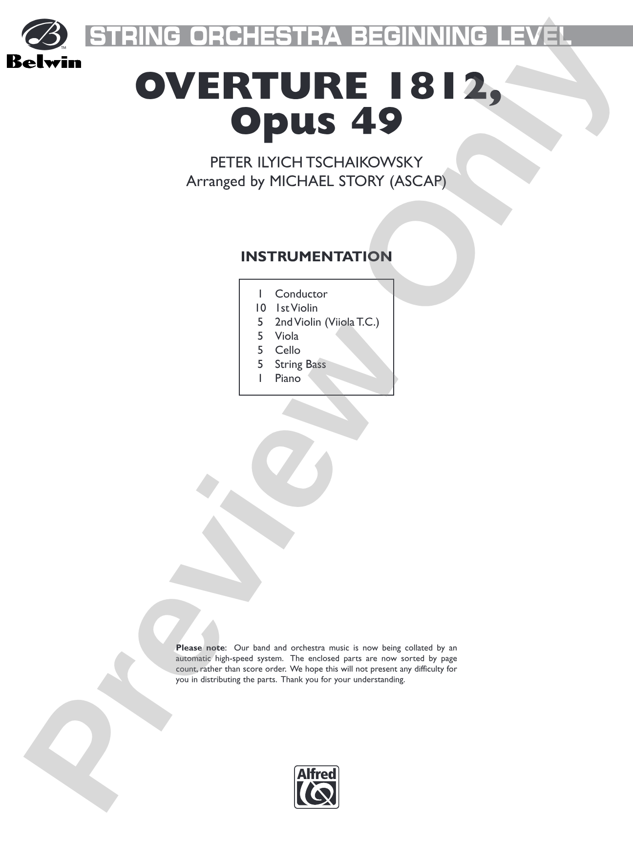 Overture 1812, Opus 49: Score