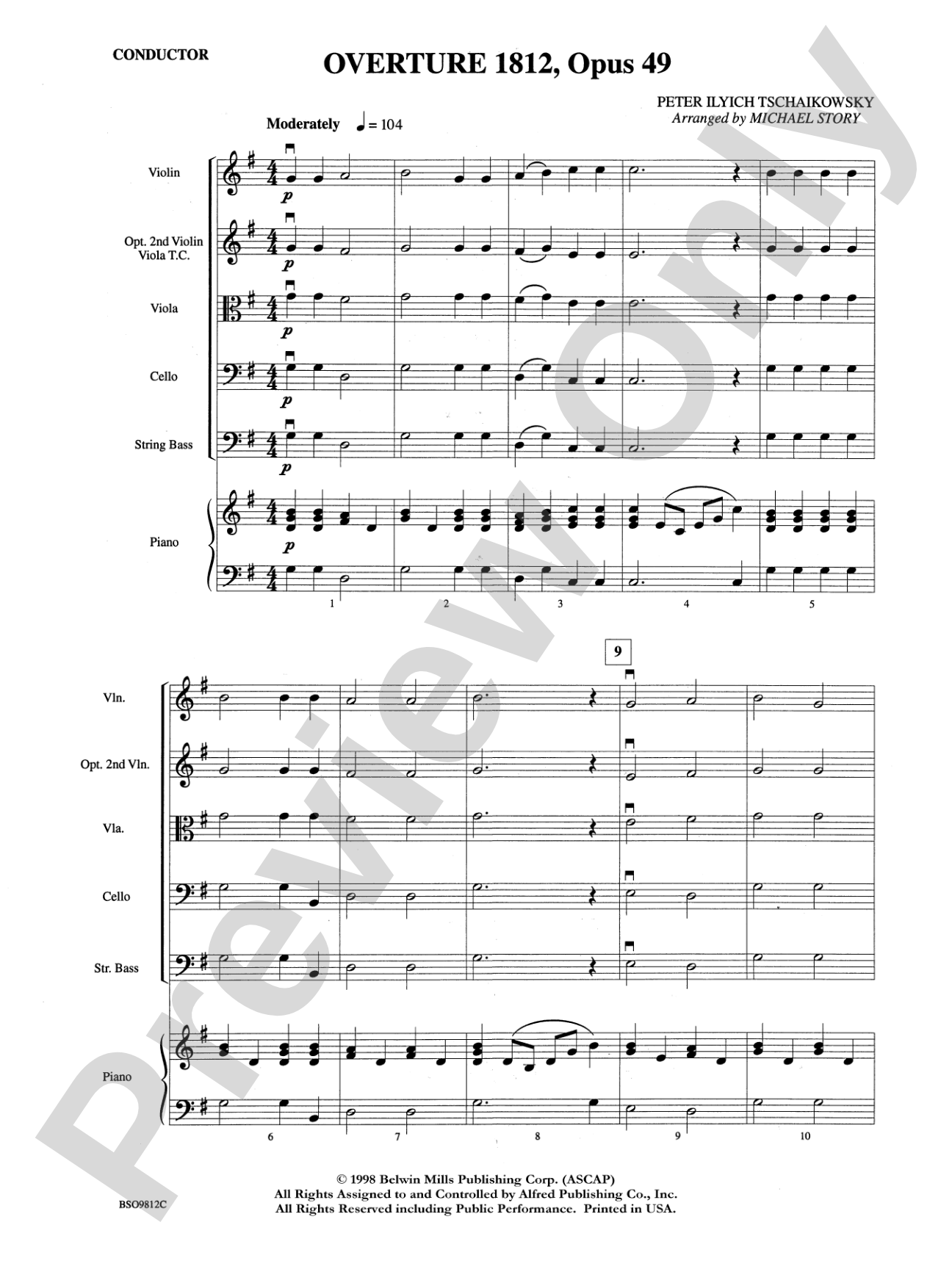 Overture 1812, Opus 49: Score