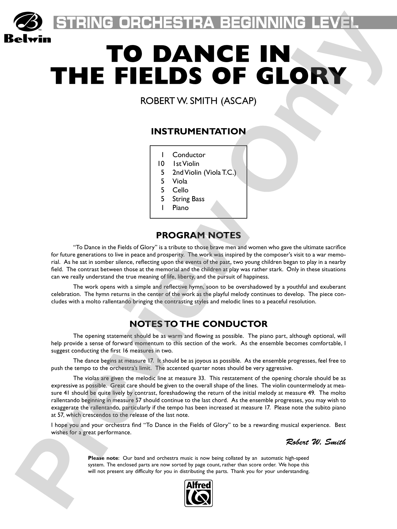 To Dance in the Fields of Glory: String Orchestra Conductor Score & Parts