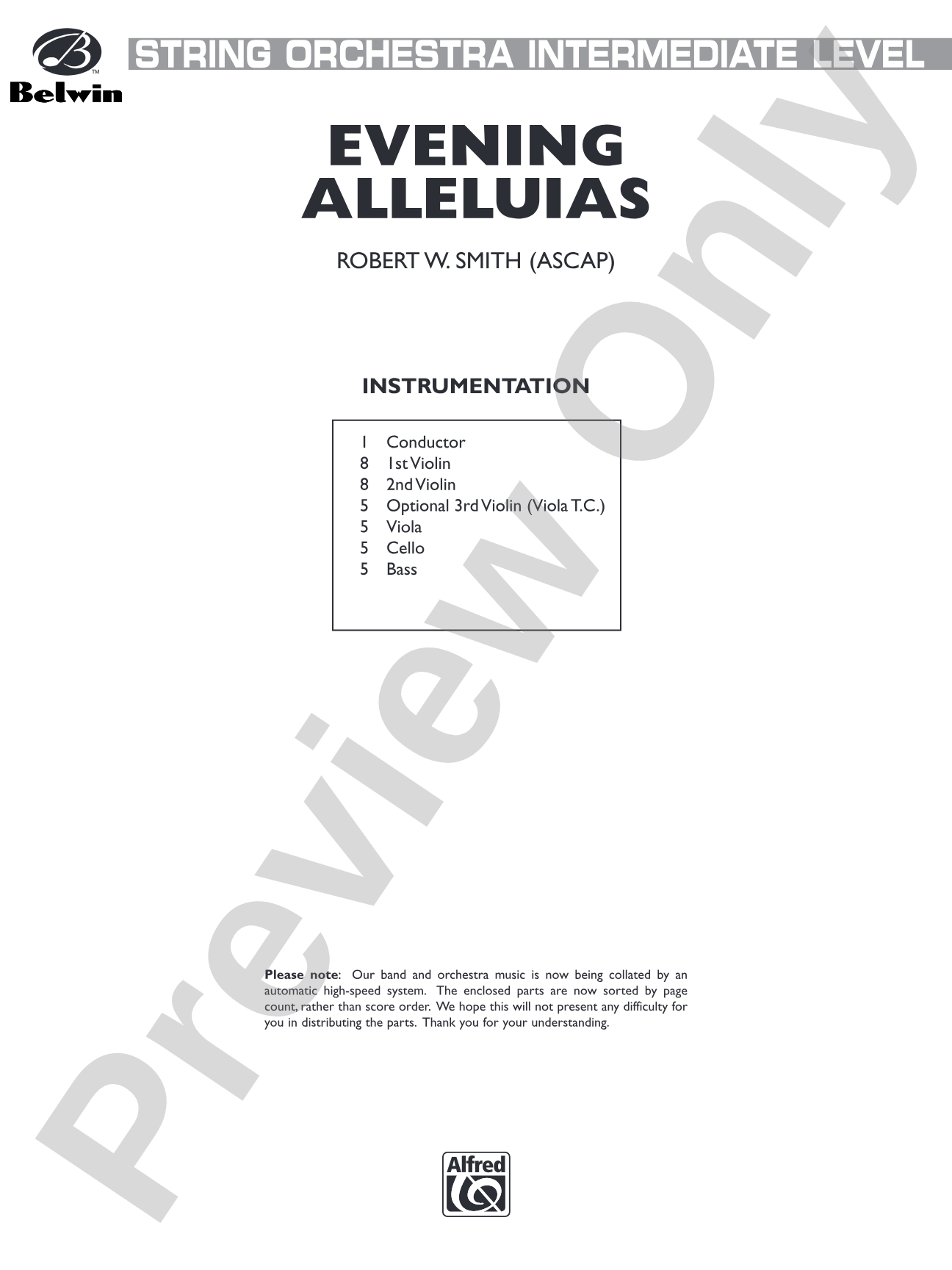 Evening Alleluias: String Orchestra Conductor Score & Parts