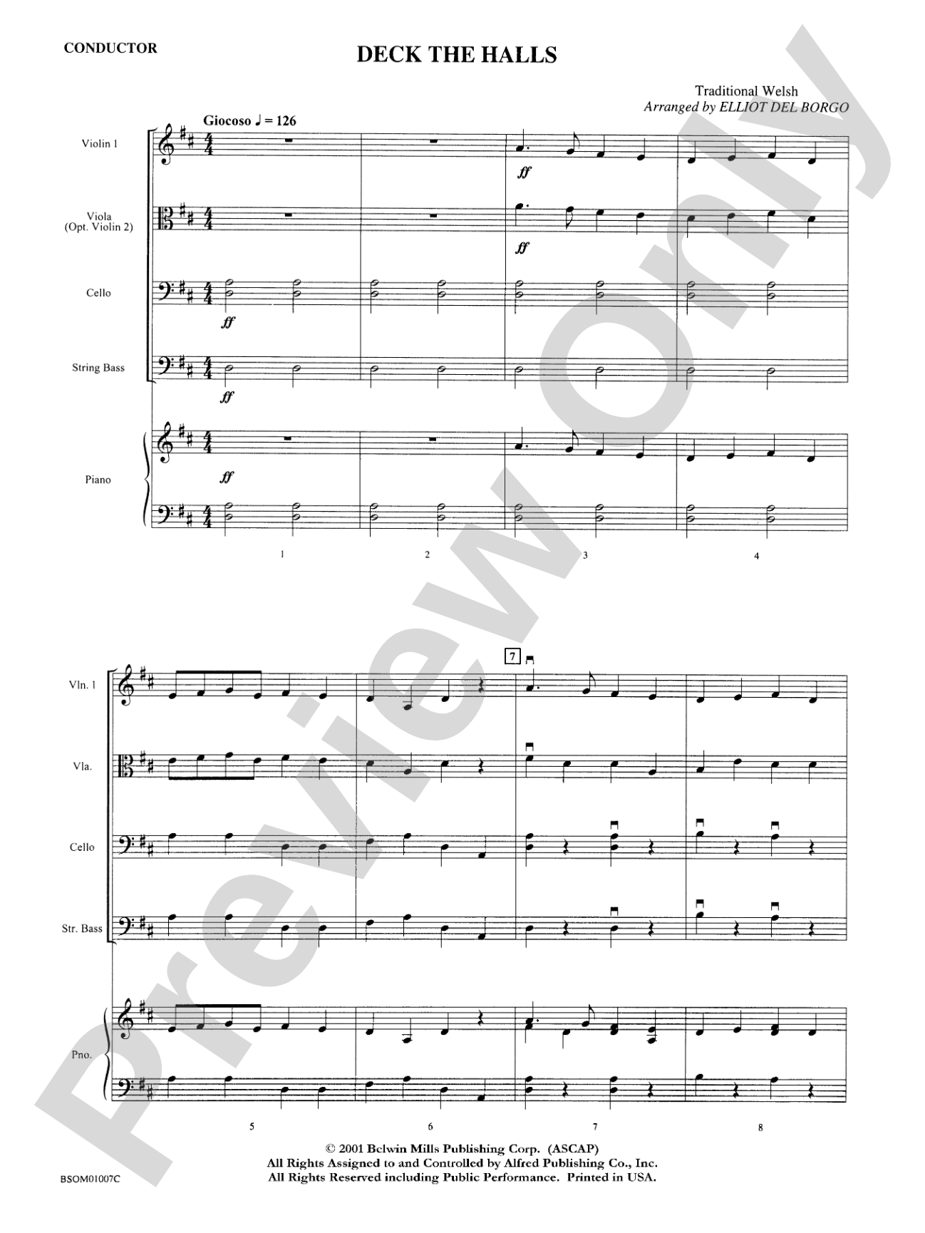 Deck the Halls: String Orchestra Conductor Score & Parts