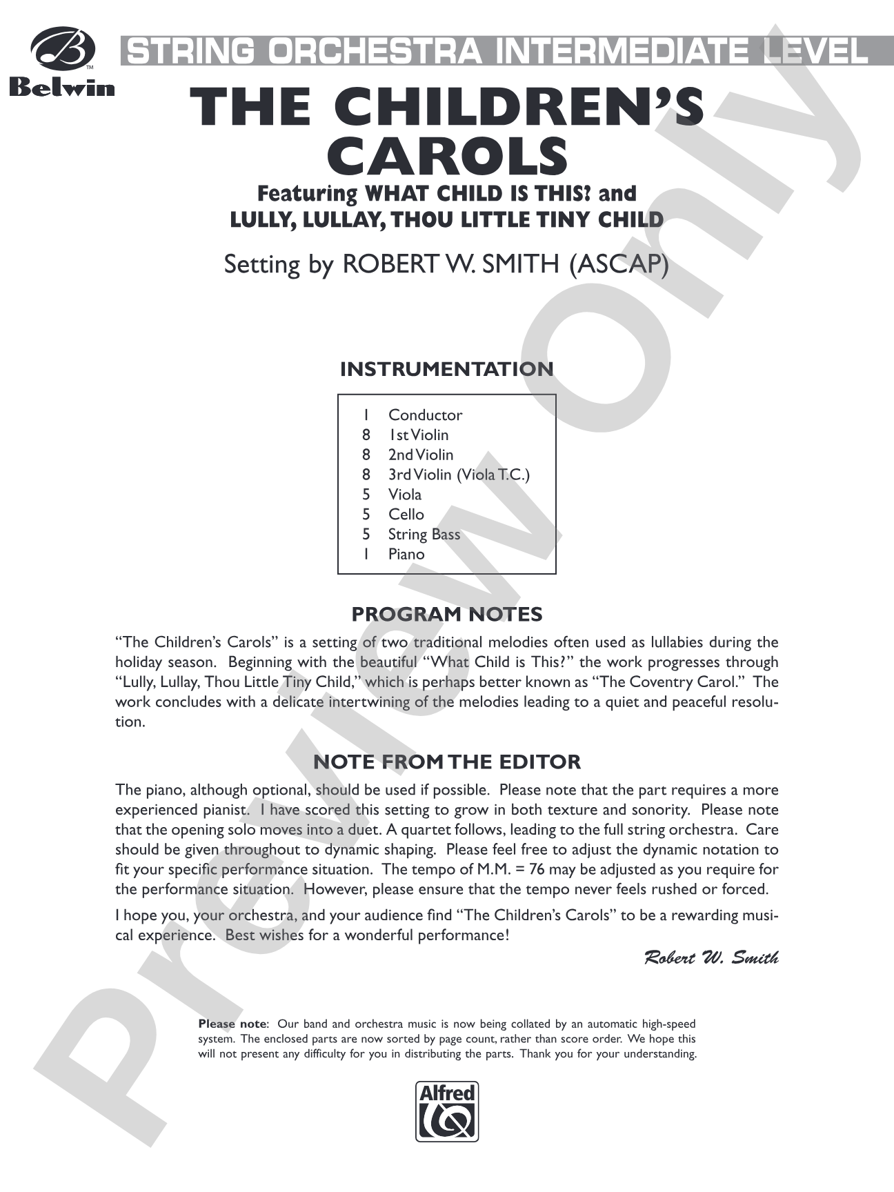 The Children's Carols: String Orchestra Conductor Score & Parts