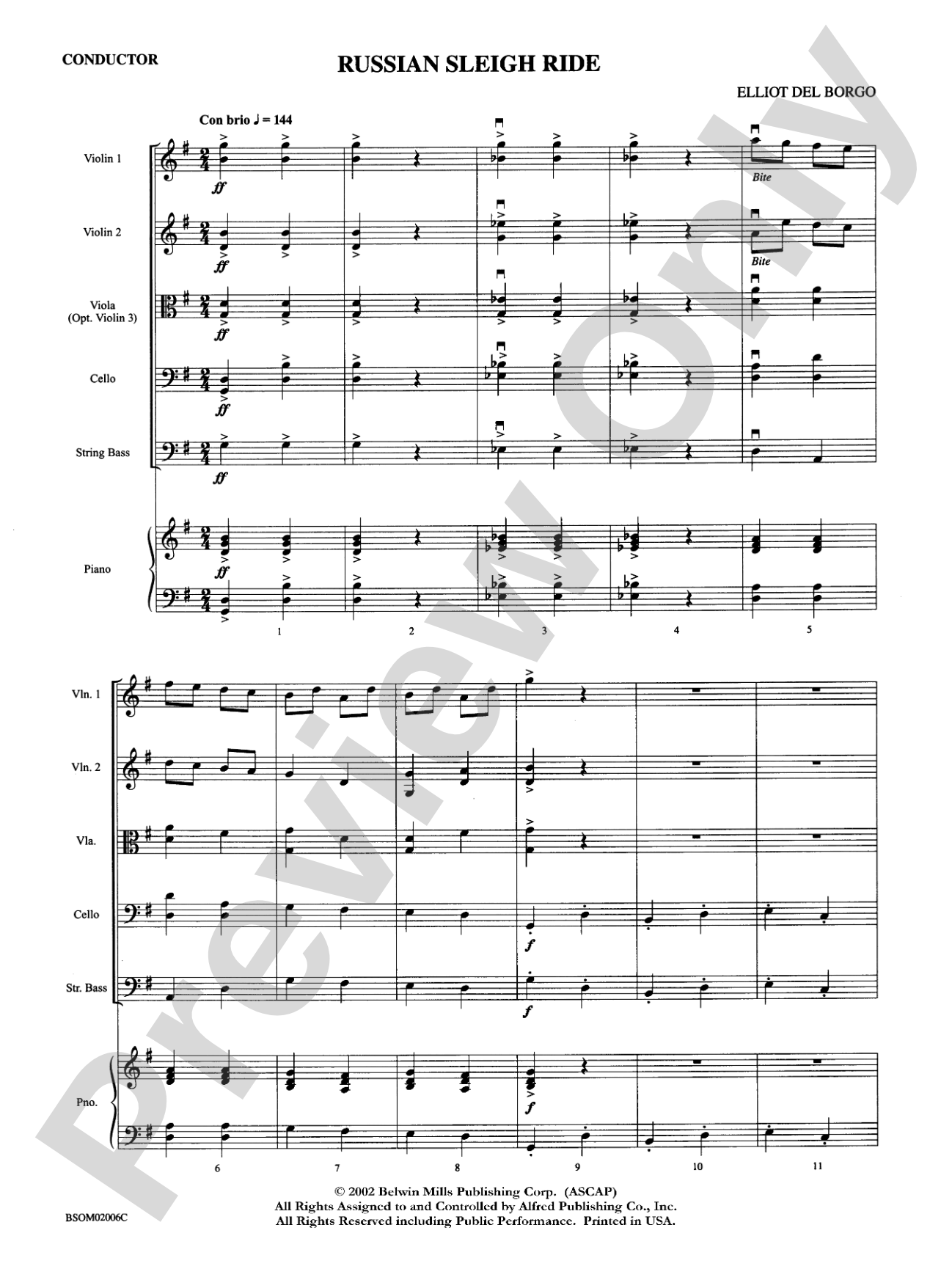 Russian Sleigh Ride: String Orchestra Conductor Score & Parts