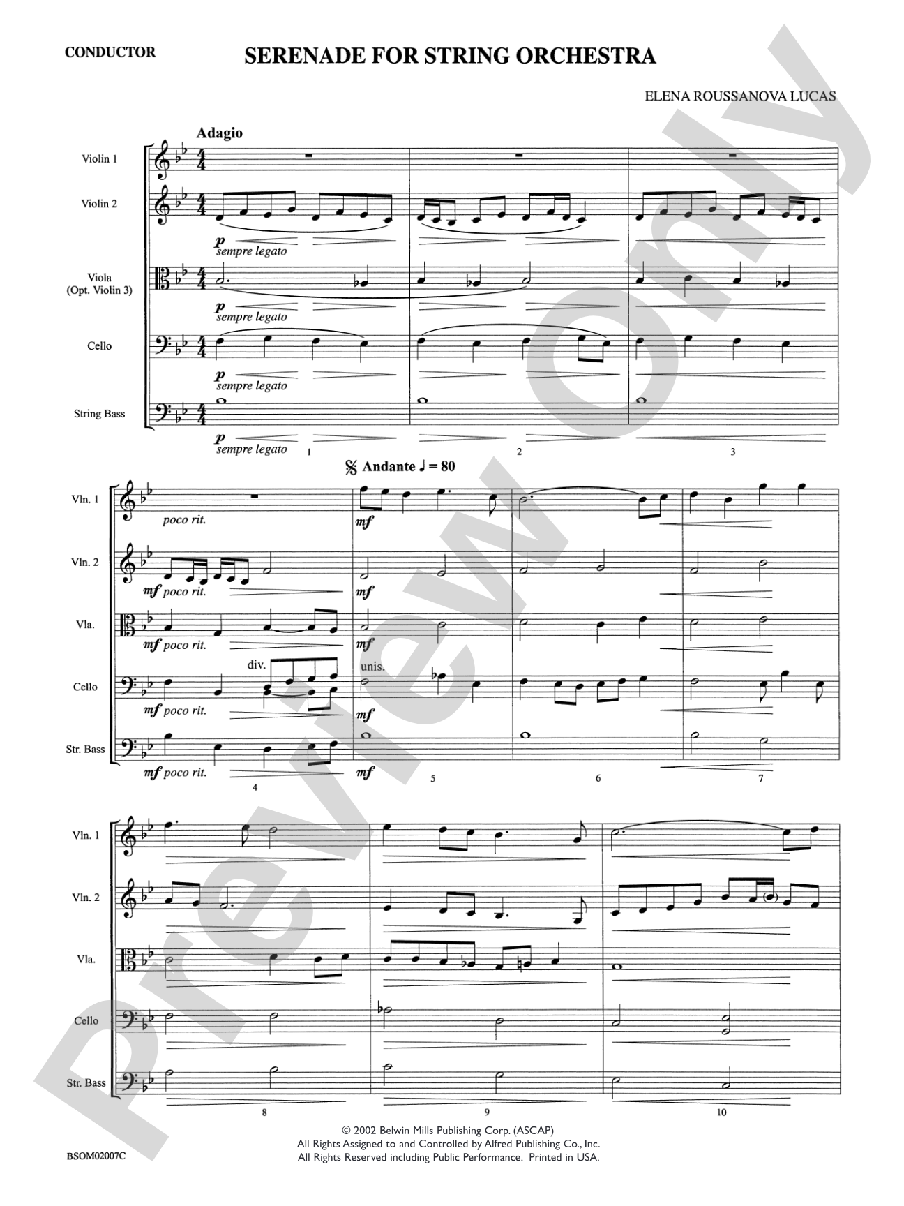 Serenade for String Orchestra: String Orchestra Conductor Score & Parts