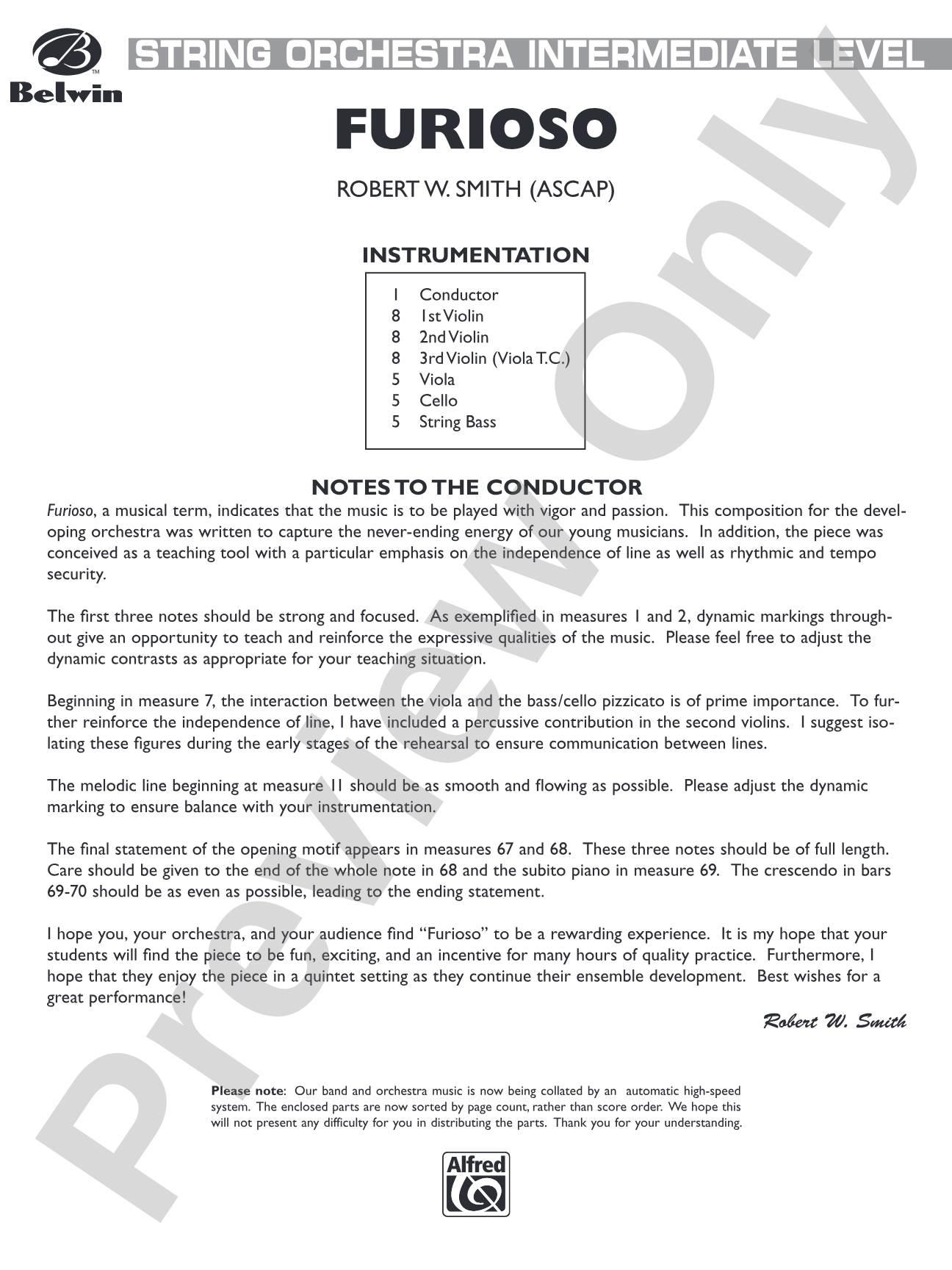 Furioso: String Orchestra Conductor Score & Parts