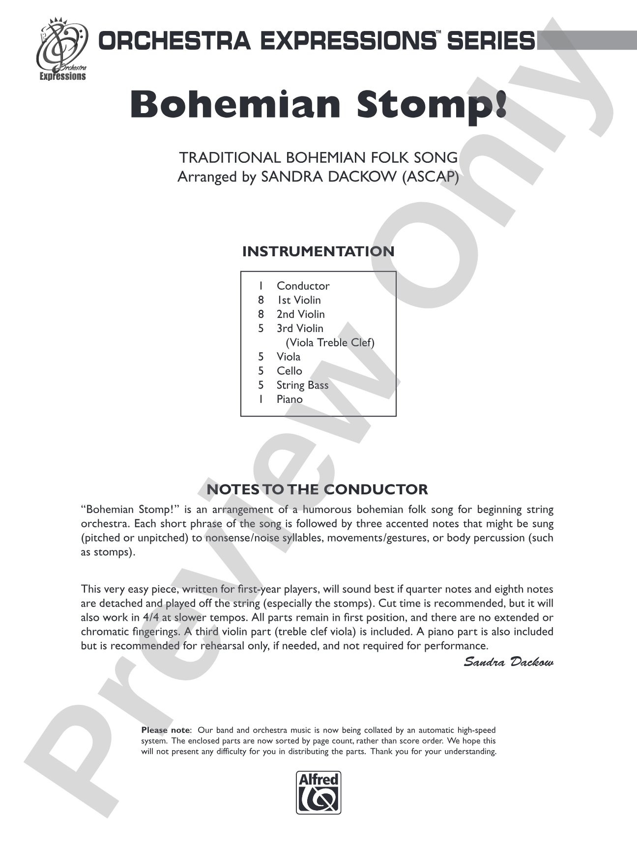 Bohemian Stomp!: String Orchestra Conductor Score & Parts