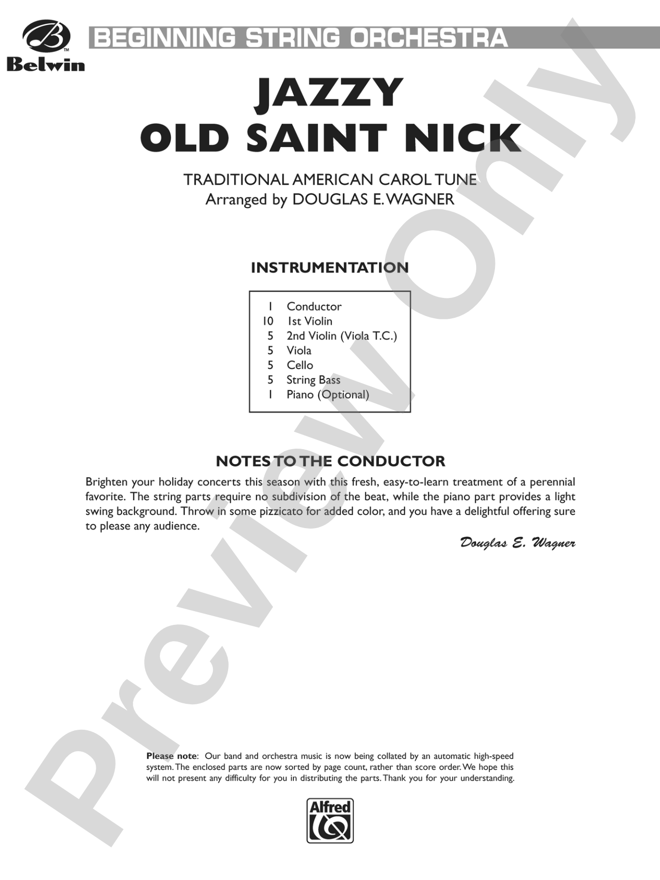 Jazzy Old Saint Nick: String Orchestra Conductor Score & Parts