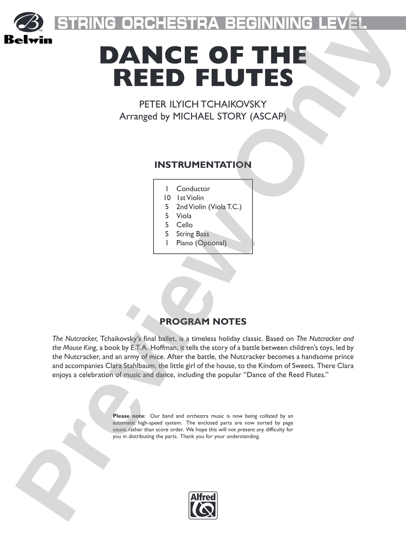 Dance of the Reed Flutes (from The Nutcracker): Score