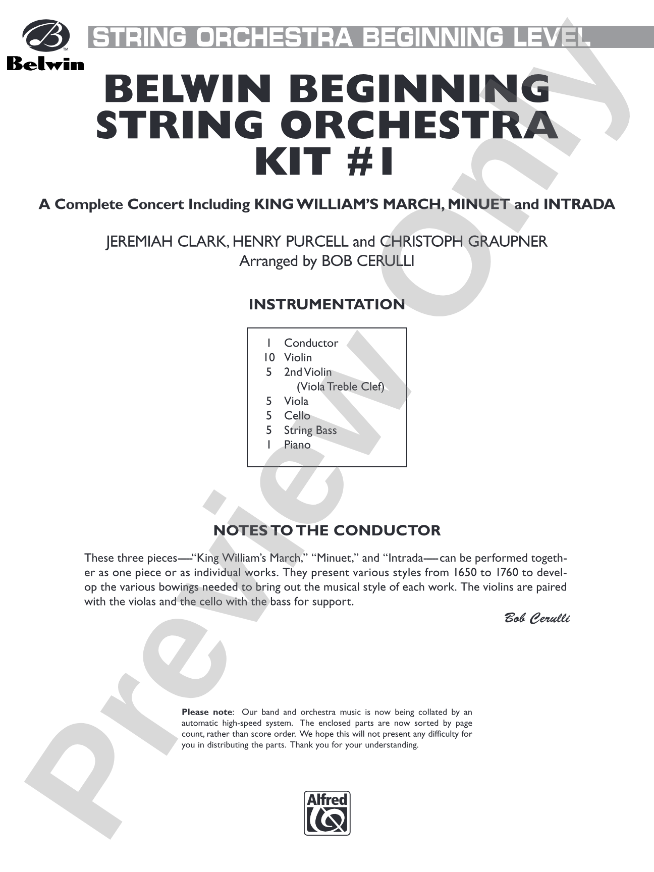 Belwin Beginning String Orchestra Kit #1: String Orchestra Conductor Score & Parts