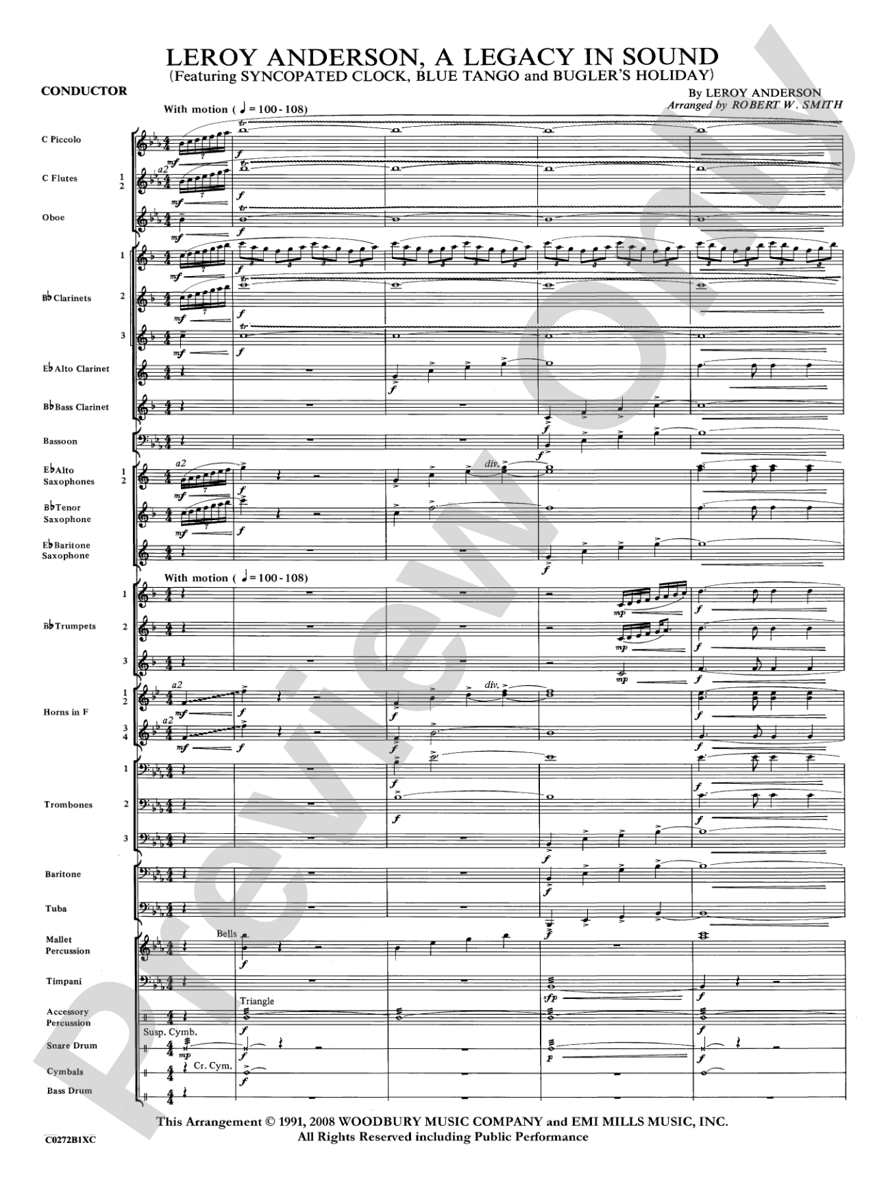 Leroy Anderson -- A Legacy in Sound: Concert Band Conductor Score & Parts