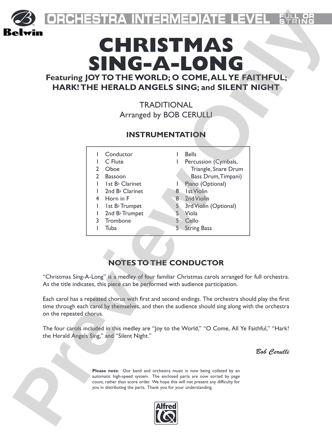 Christmas Sing-a-Long: Full Orchestra Conductor Score & Parts