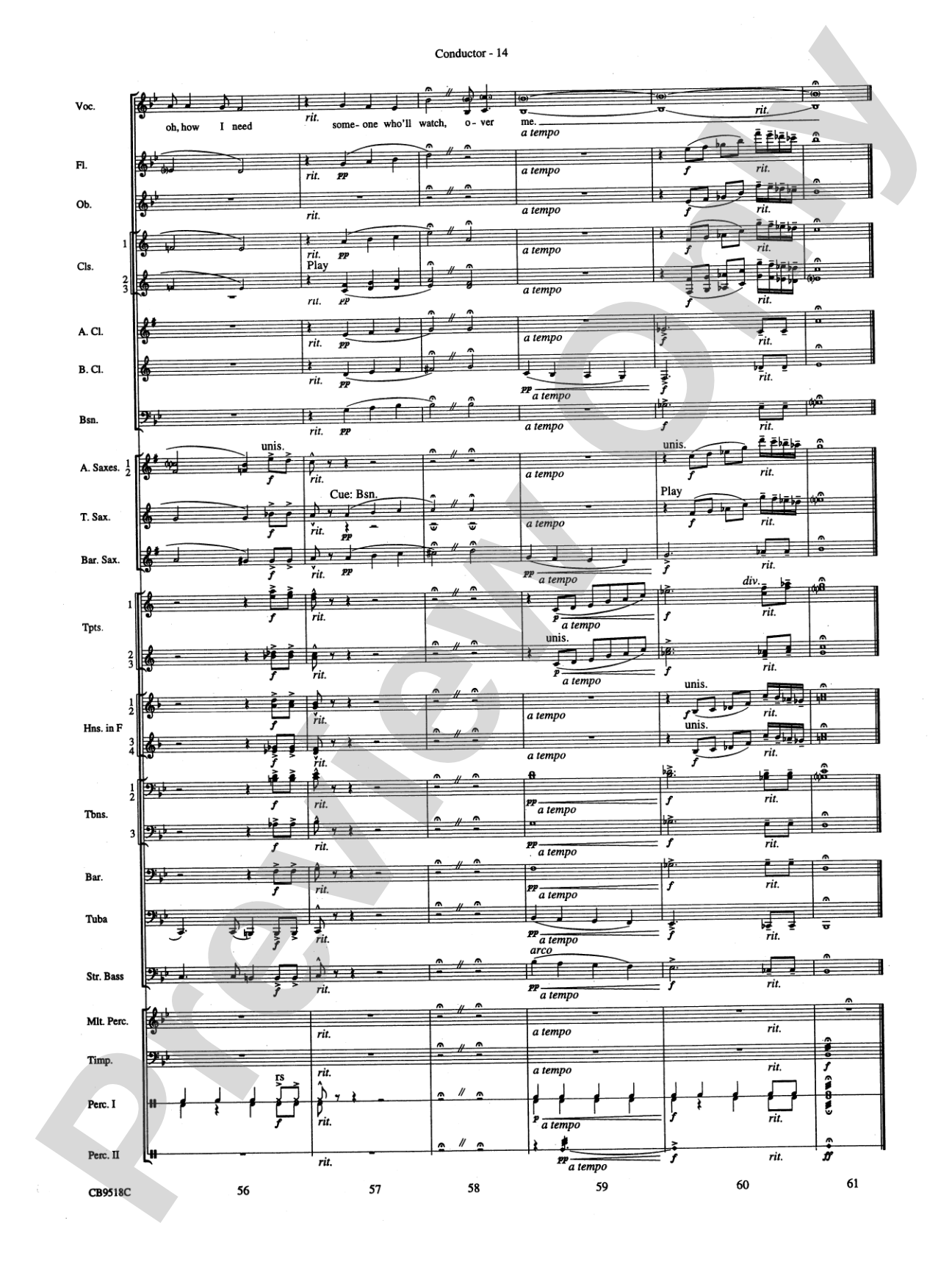 Someone to Watch Over Me: Concert Band Conductor Score & Parts