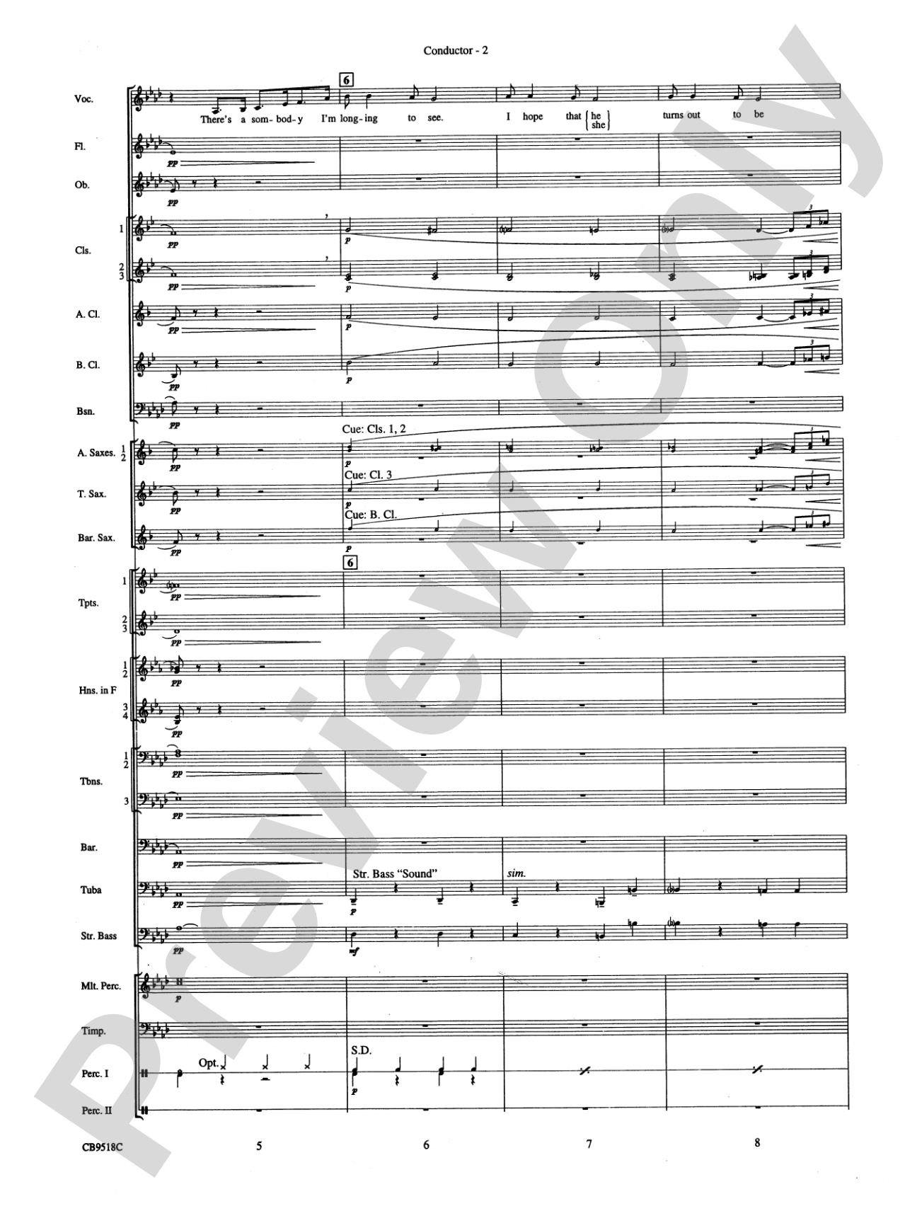 Someone to Watch Over Me: Concert Band Conductor Score & Parts