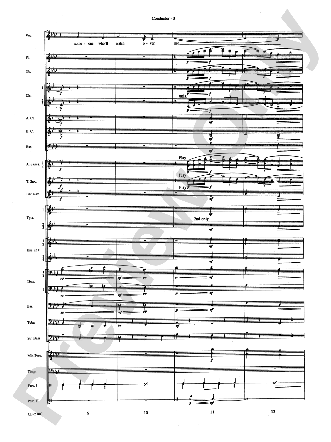 Someone to Watch Over Me: Concert Band Conductor Score & Parts