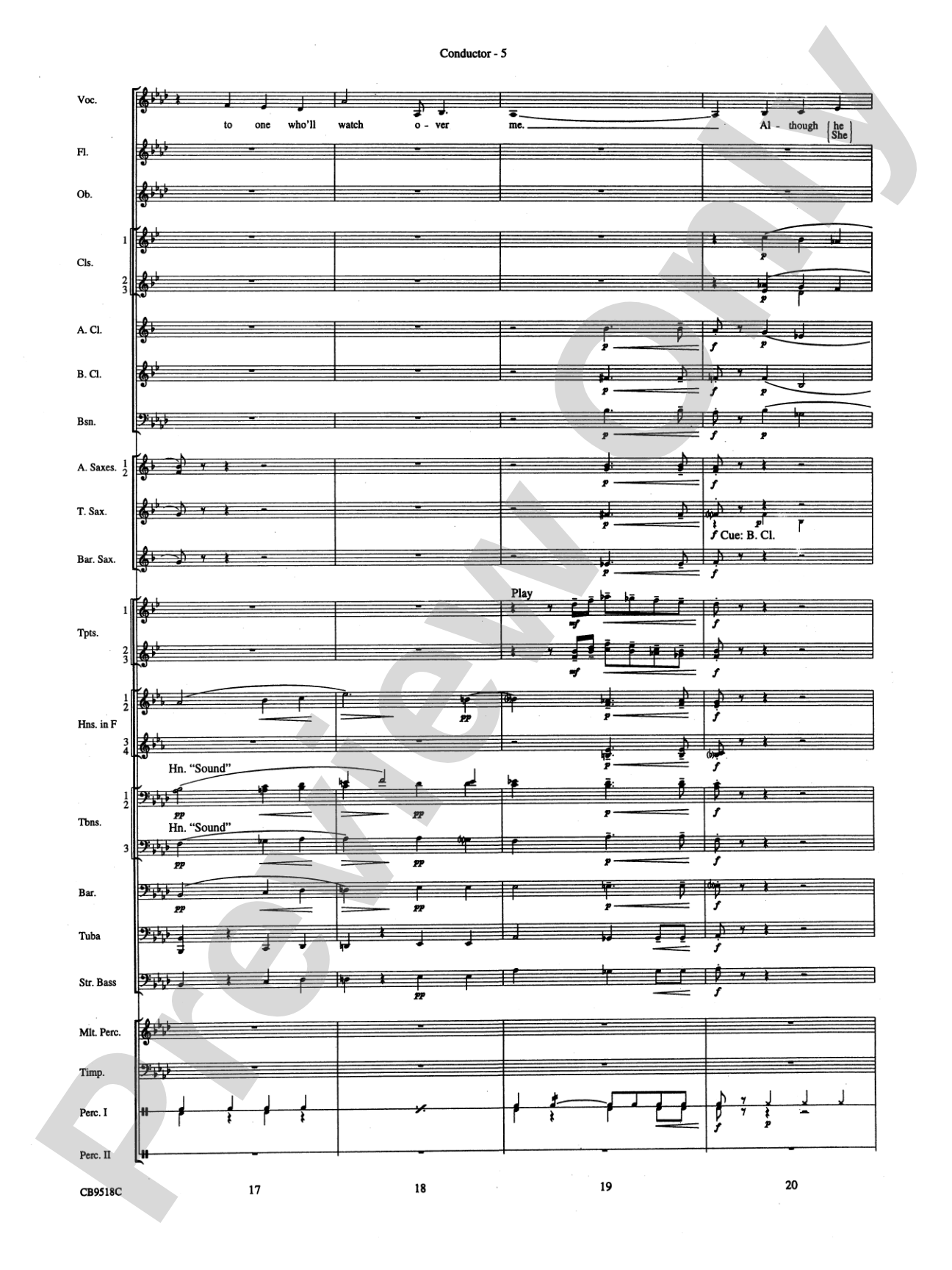 Someone to Watch Over Me: Concert Band Conductor Score & Parts
