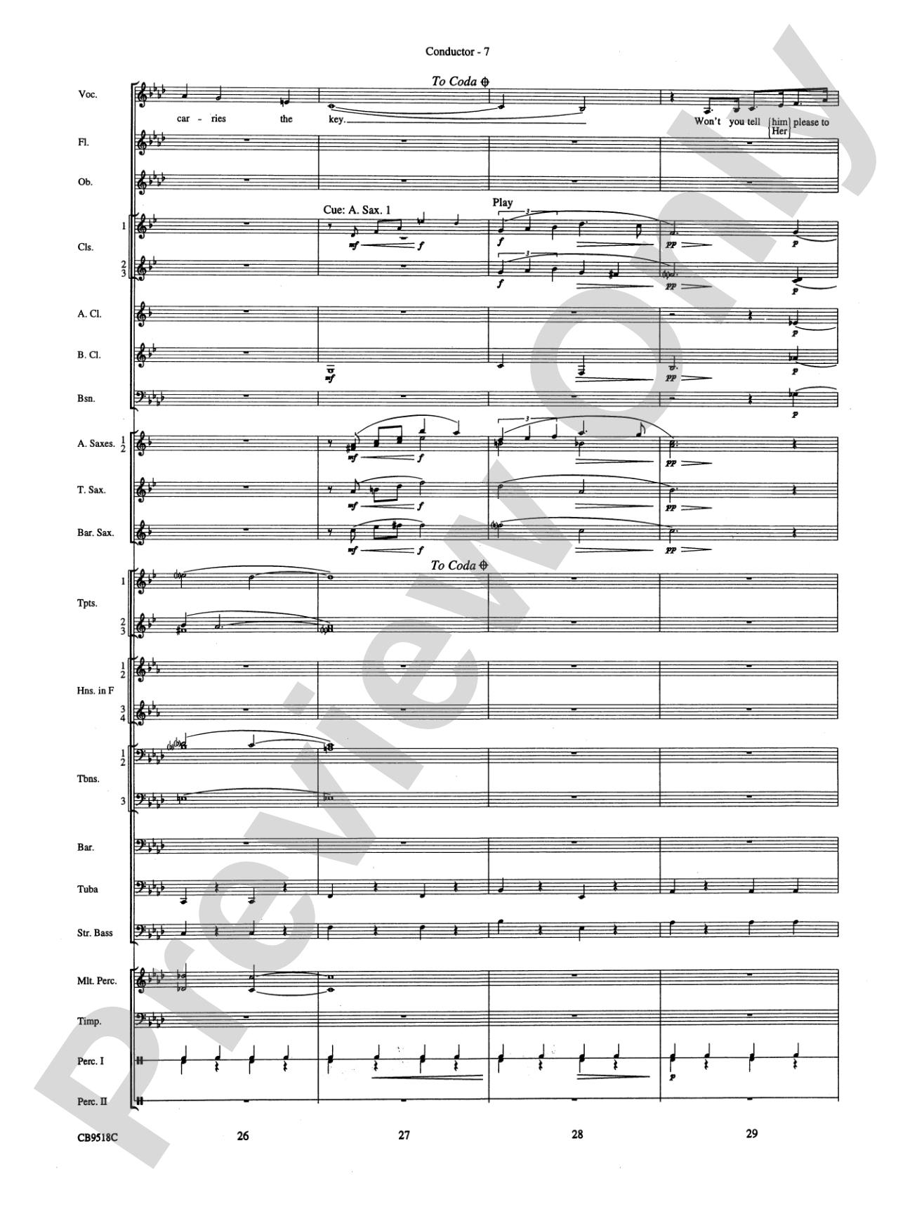 Someone to Watch Over Me: Concert Band Conductor Score & Parts