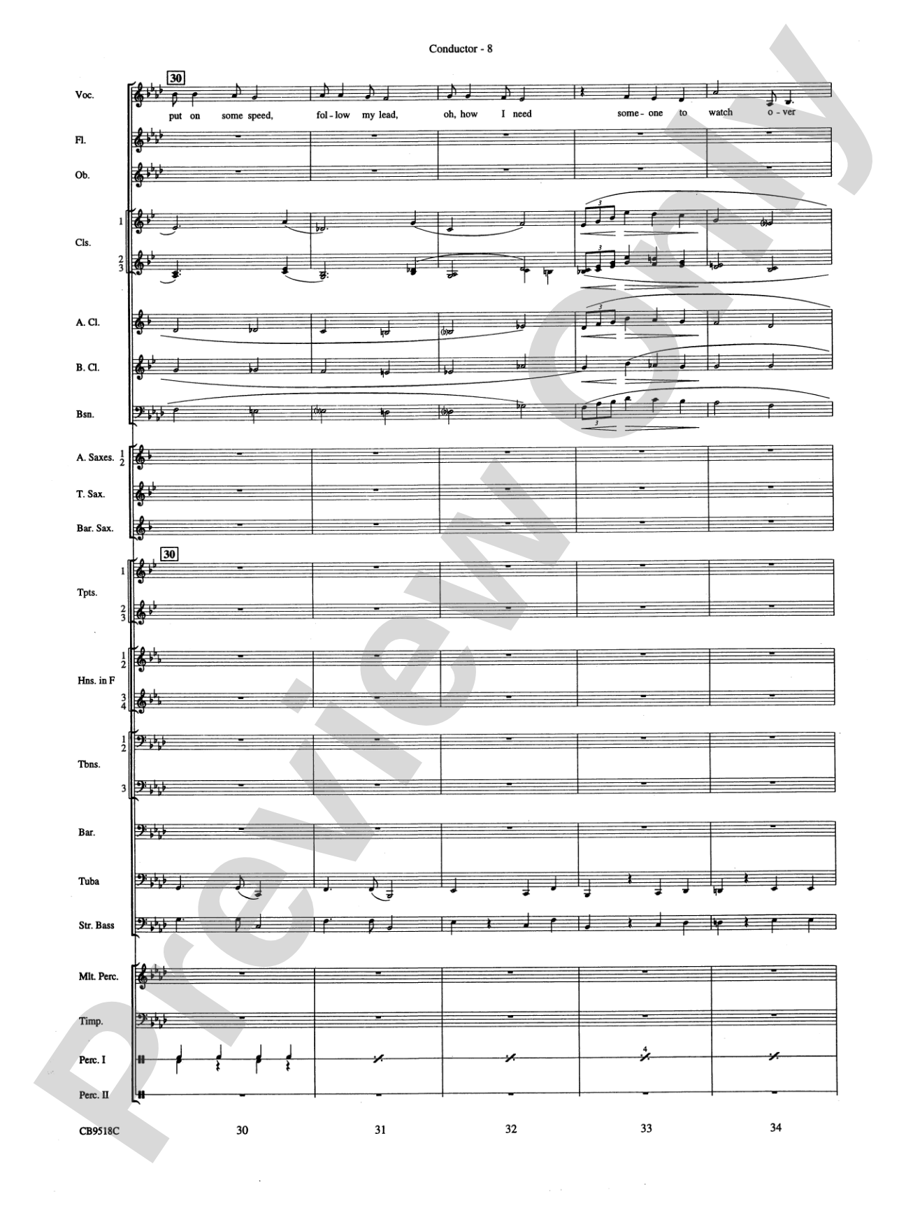 Someone to Watch Over Me: Concert Band Conductor Score & Parts