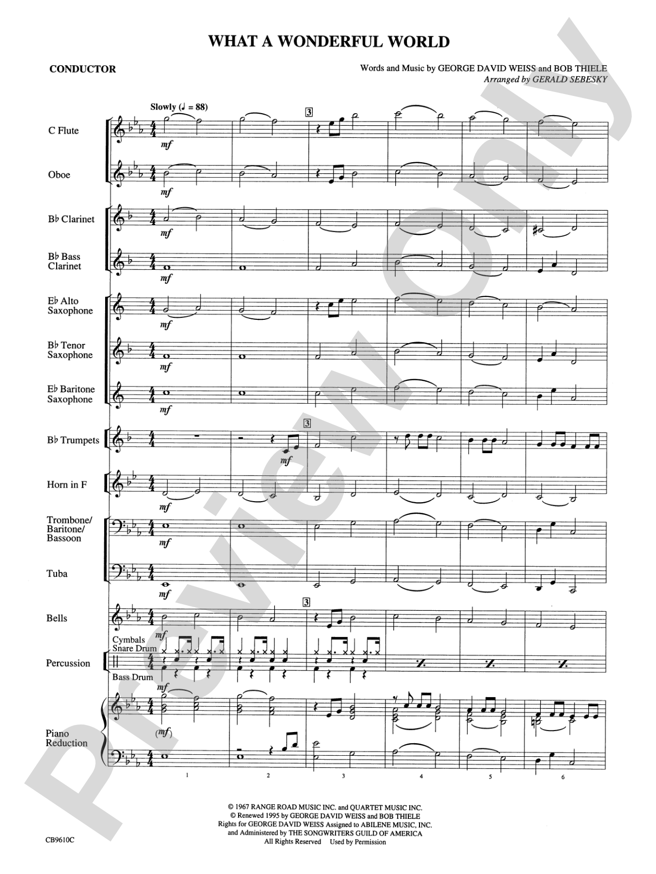 What a Wonderful World: Concert Band Conductor Score & Parts