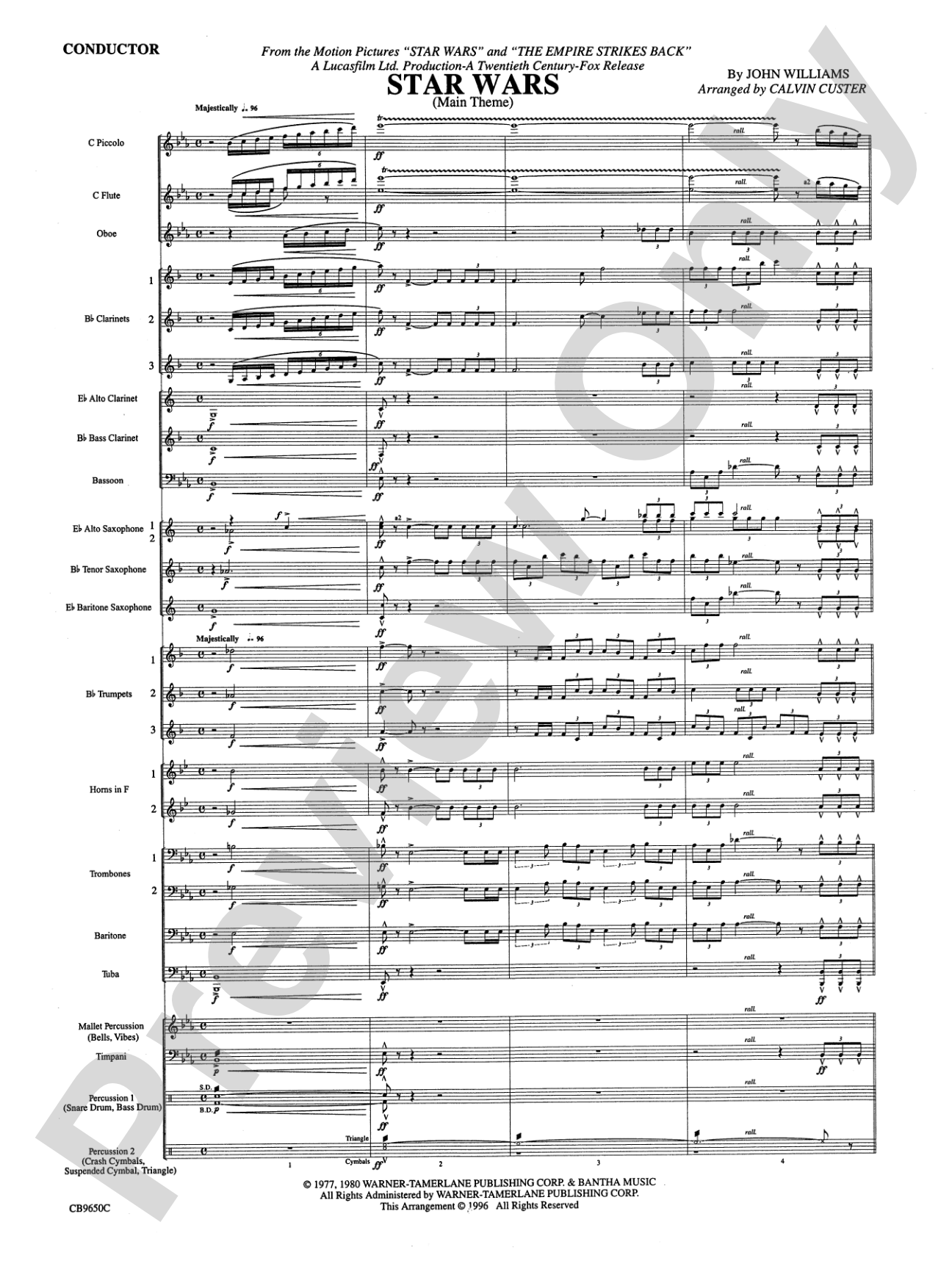 Star Wars® Main Theme: Concert Band Conductor Score & Parts
