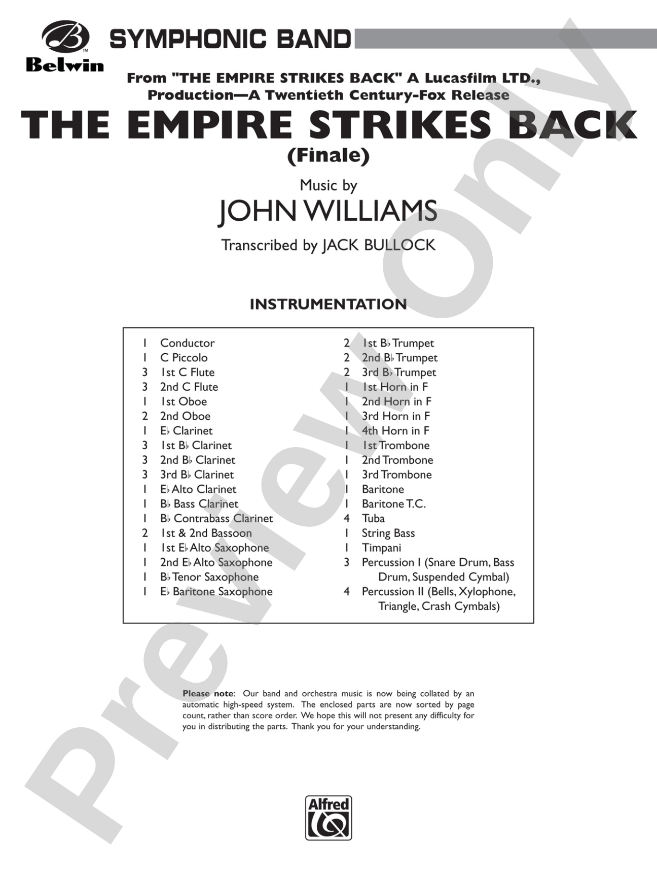 The Empire Strikes Back (Finale): Concert Band Conductor Score & Parts