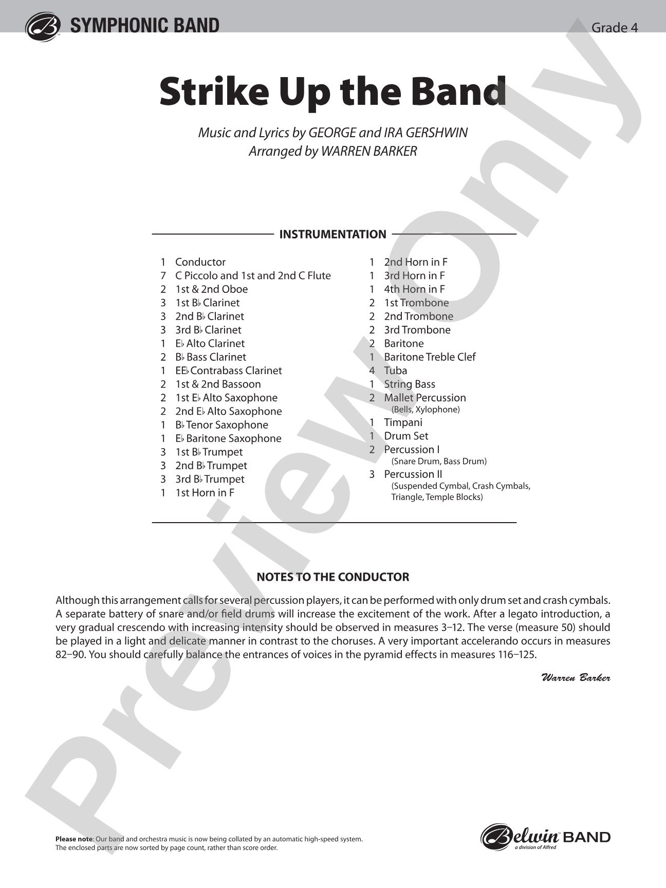 Strike Up the Band: Concert Band Conductor Score & Parts