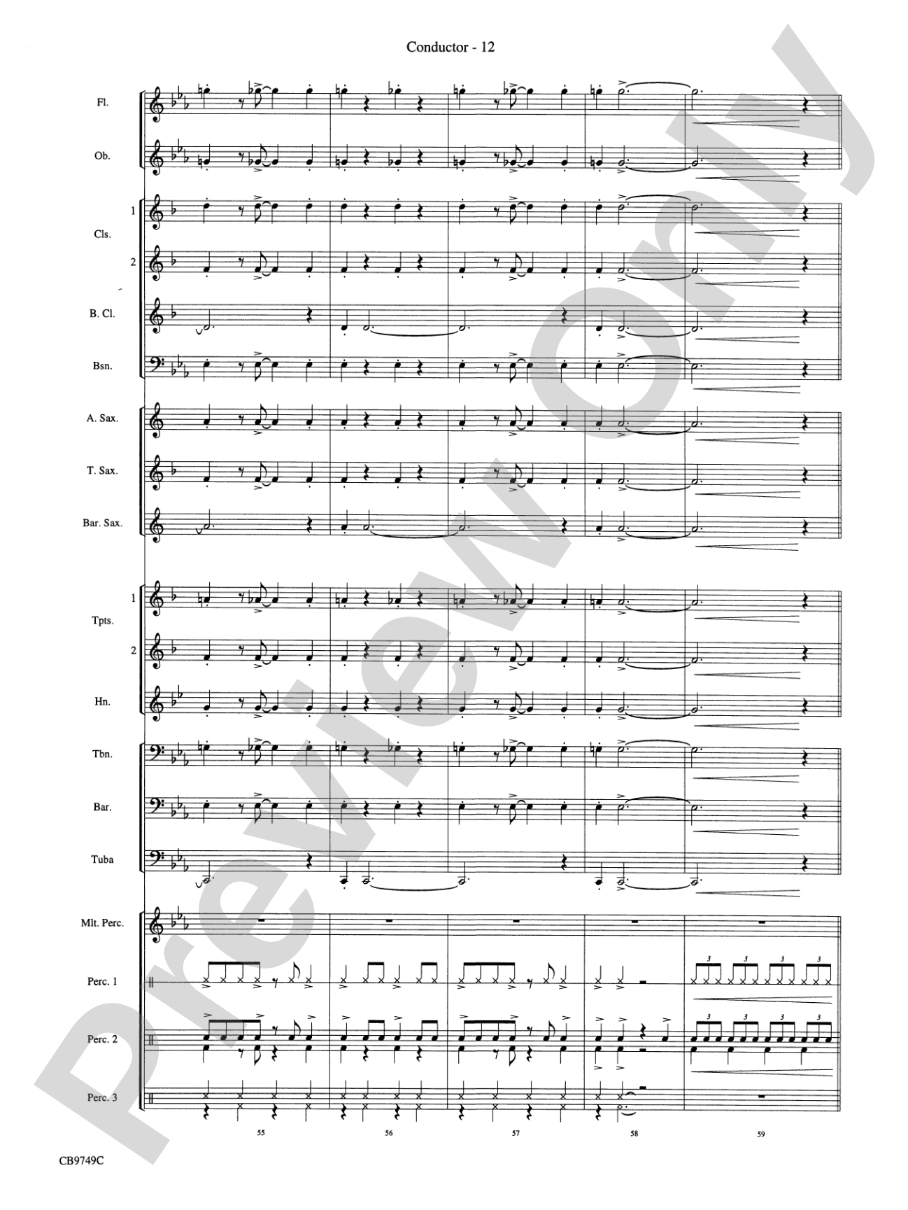 Sing, Sing, Sing (featuring Solo Tom-Tom): Concert Band Conductor Score & Parts