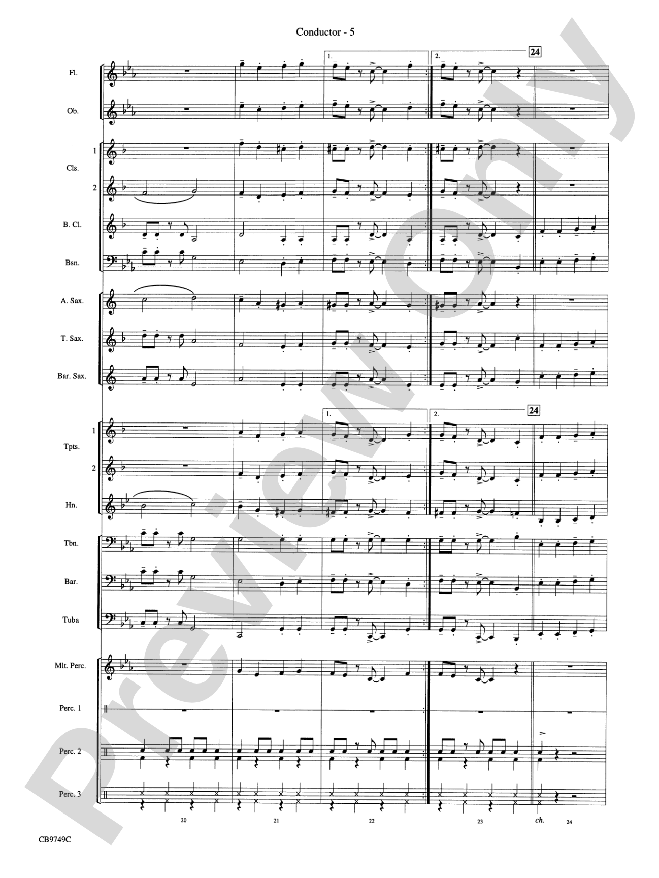 Sing, Sing, Sing (featuring Solo Tom-Tom): Concert Band Conductor Score & Parts