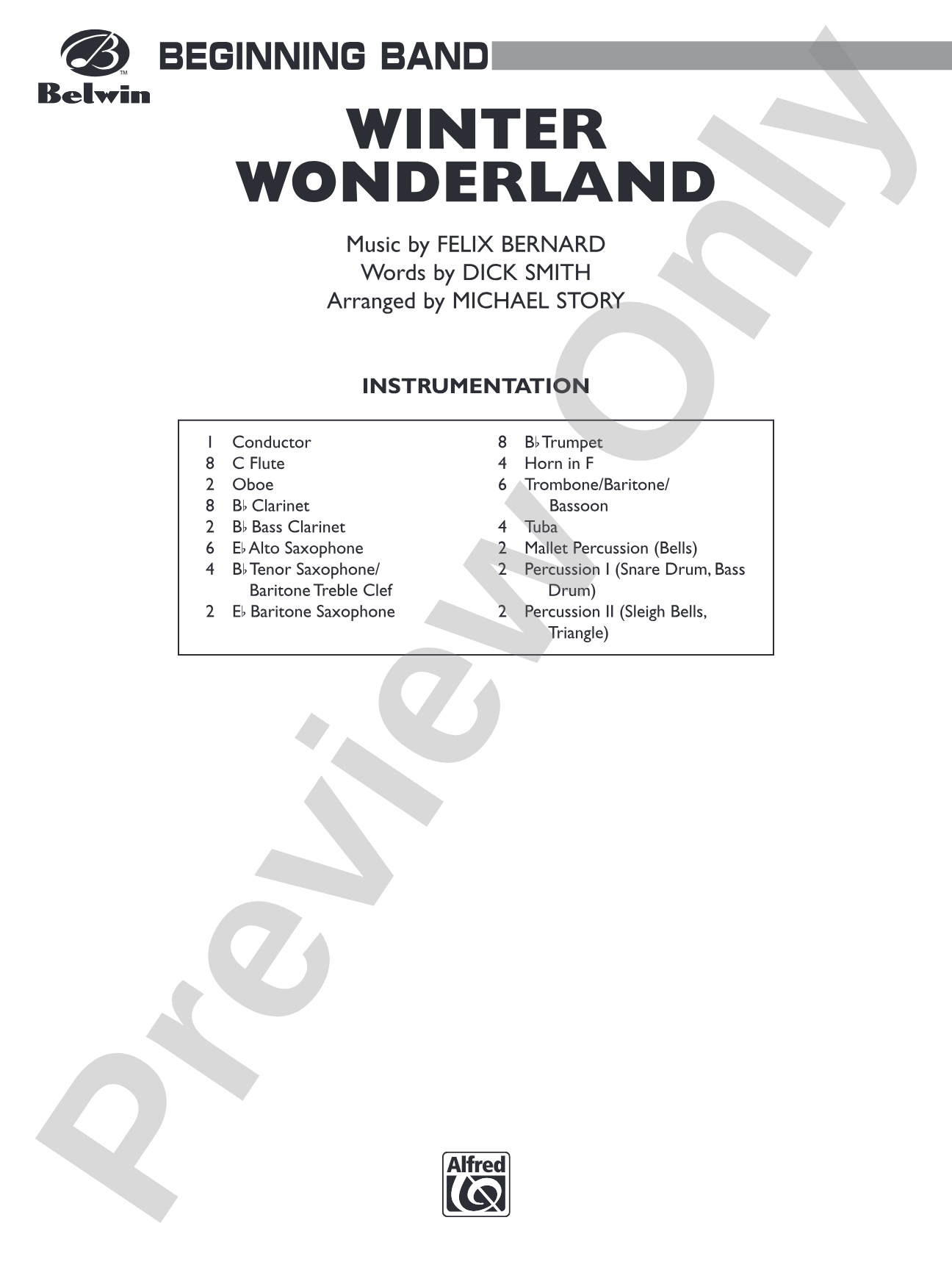 Winter Wonderland: Concert Band Conductor Score & Parts