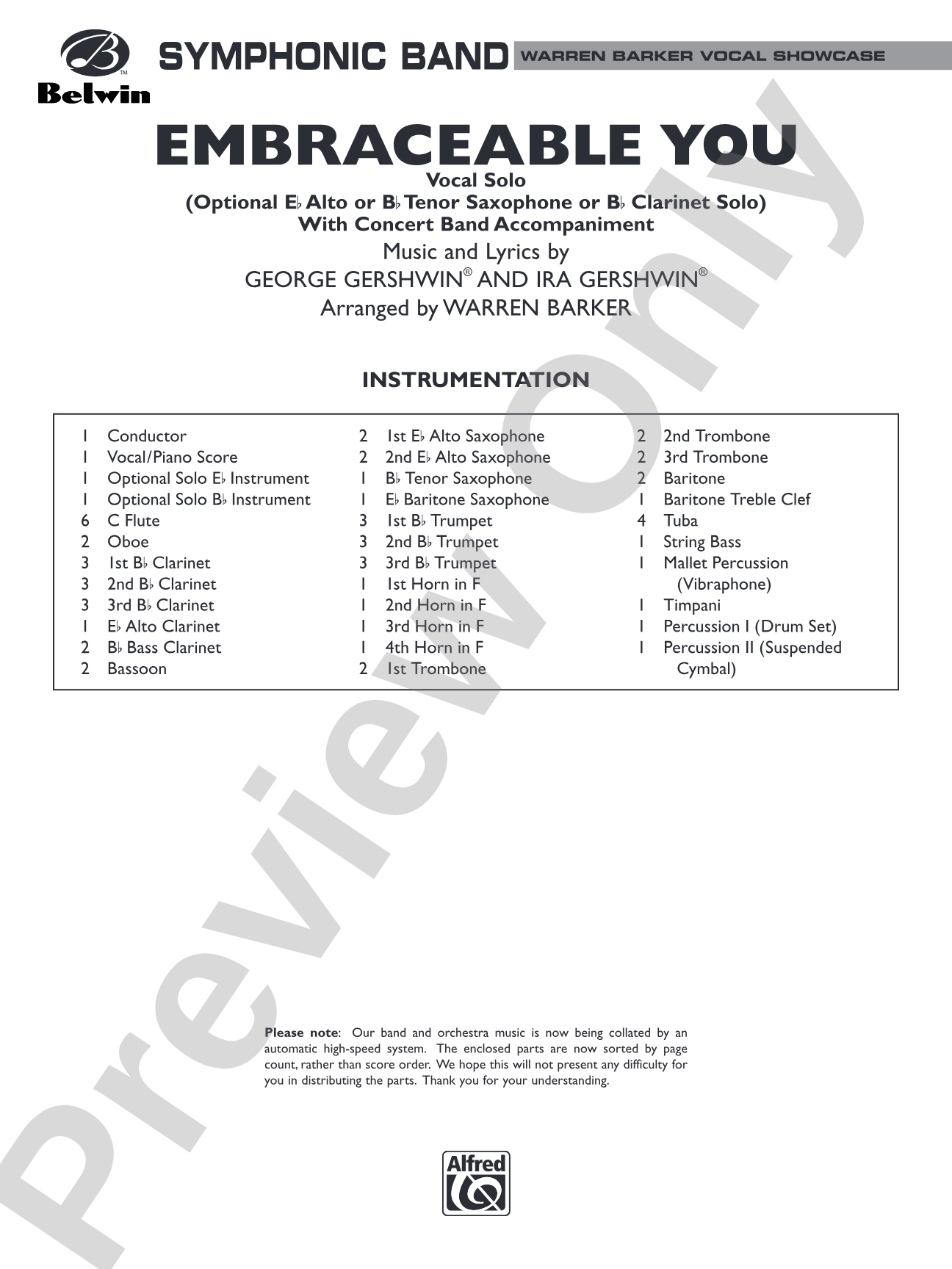 Embraceable You: Concert Band Conductor Score & Parts