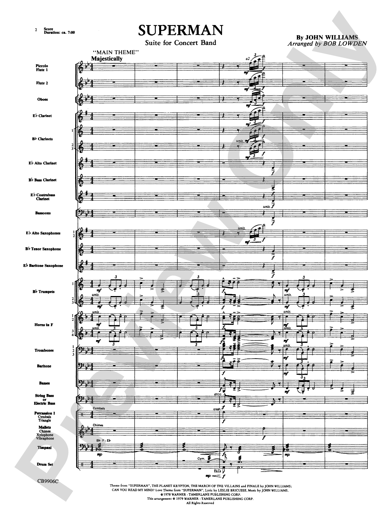 Superman: Concert Band Conductor Score & Parts
