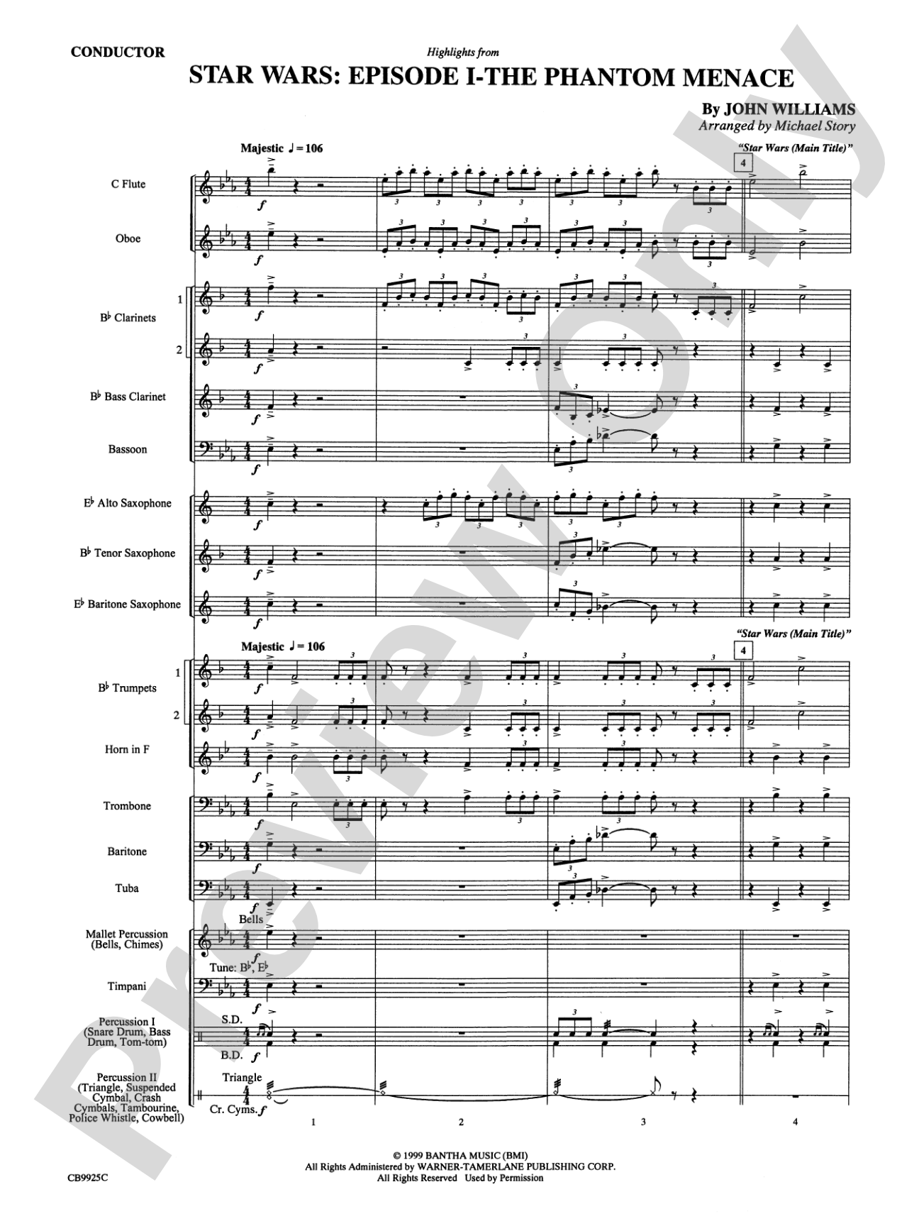 Star Wars®: Episode I The Phantom Menace, Highlights from: Concert Band Conductor Score & Parts