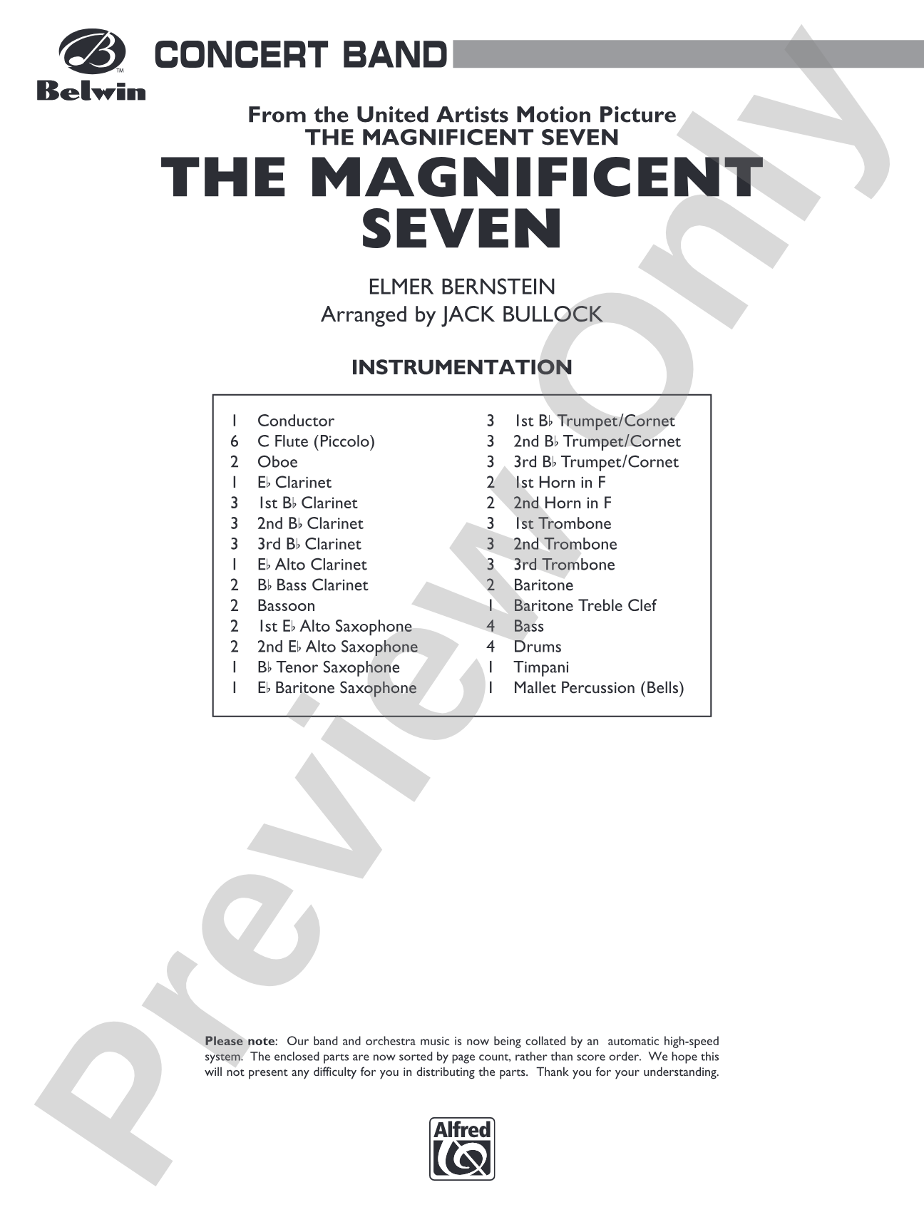 The Magnificent Seven: Concert Band Conductor Score & Parts