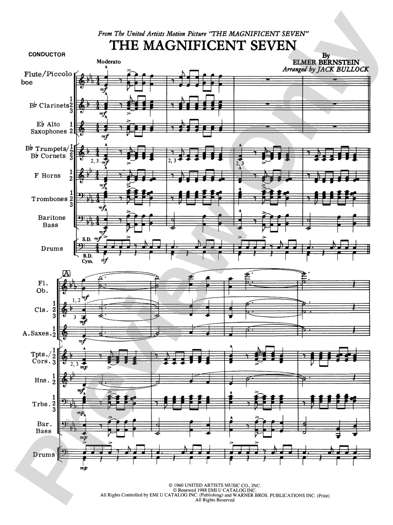 The Magnificent Seven: Concert Band Conductor Score & Parts