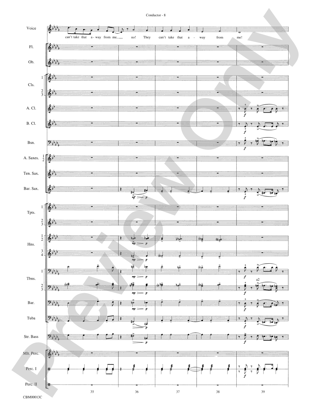 They Can't Take That Away from Me: Concert Band Conductor Score & Parts