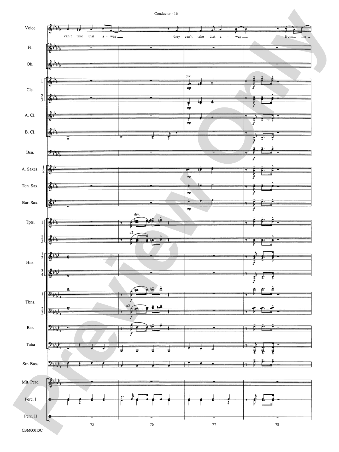 They Can't Take That Away from Me: Concert Band Conductor Score & Parts
