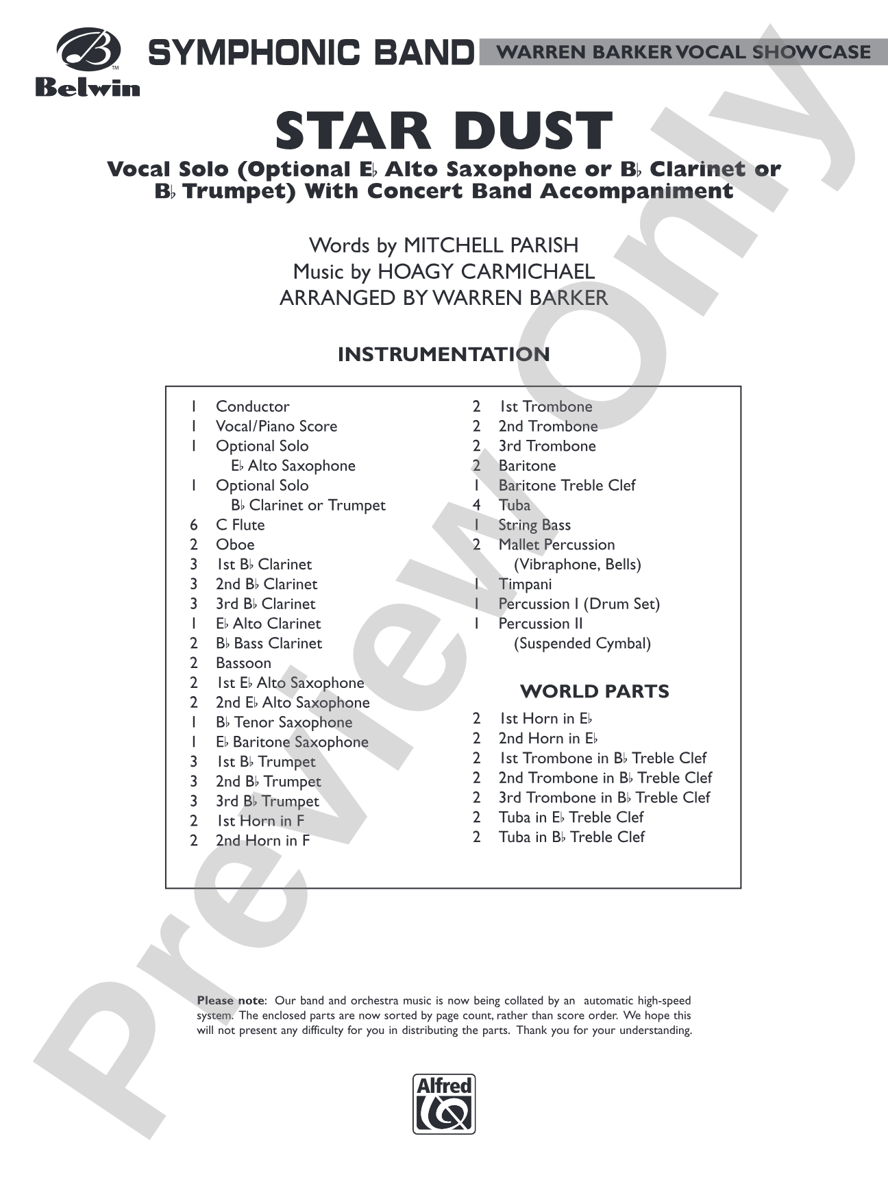 Star Dust: Concert Band Conductor Score & Parts