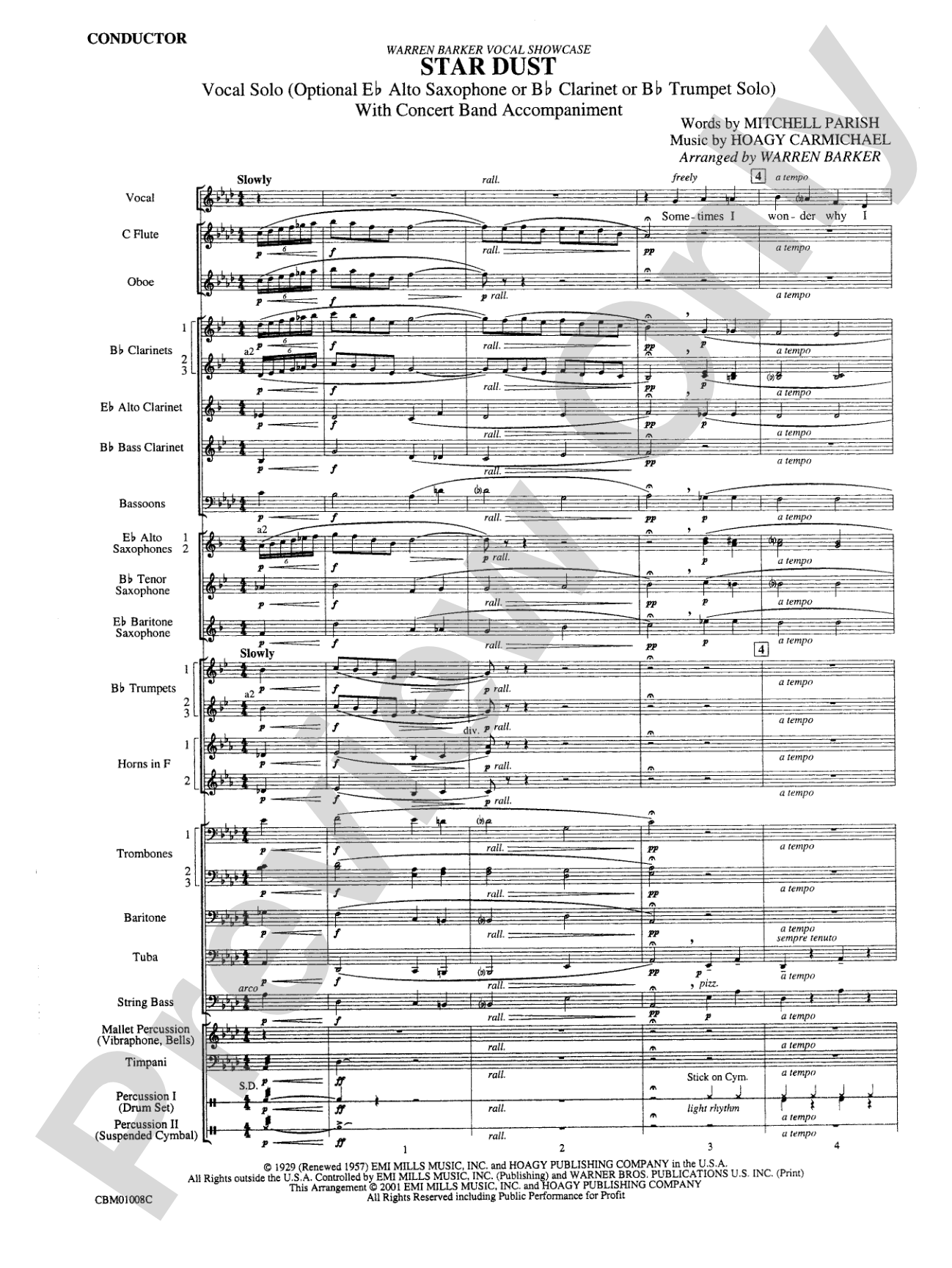 Star Dust: Concert Band Conductor Score & Parts