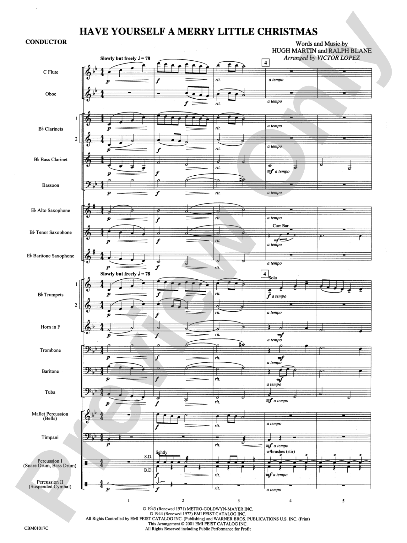 Have Yourself a Merry Little Christmas: Concert Band Conductor Score & Parts