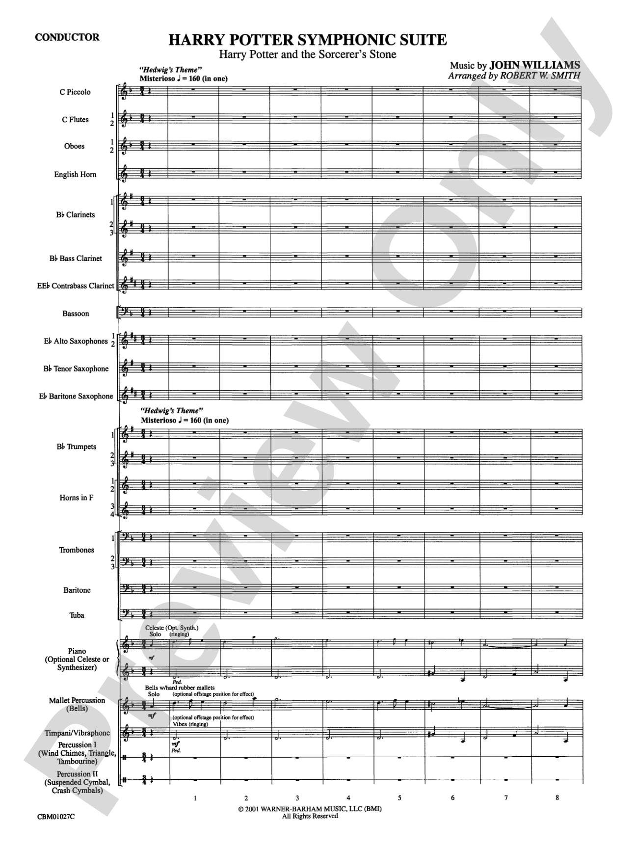 Harry Potter Symphonic Suite: Concert Band Conductor Score & Parts