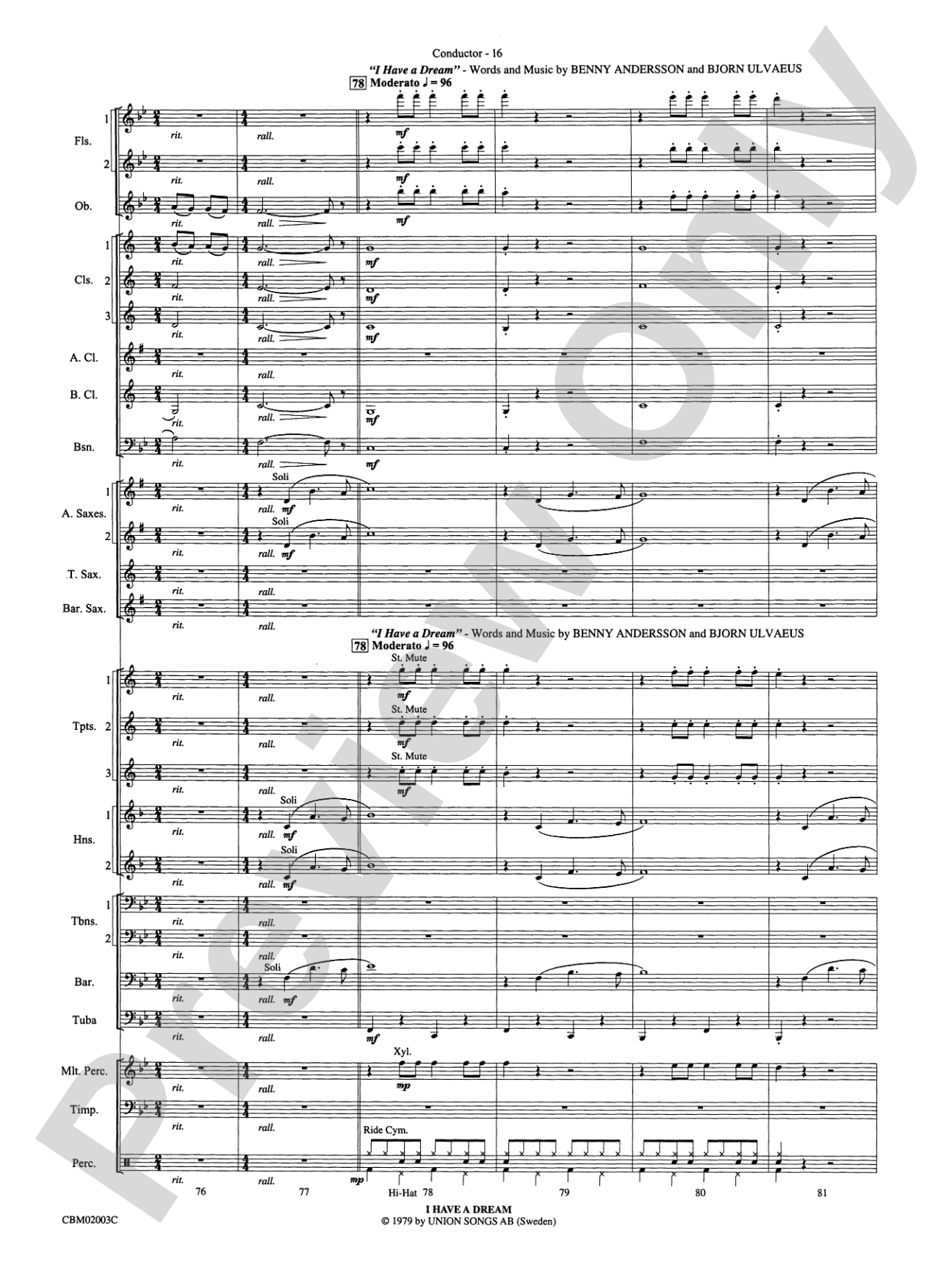 Mamma Mia! -- Highlights from the Broadway Musical: Concert Band Conductor Score & Parts