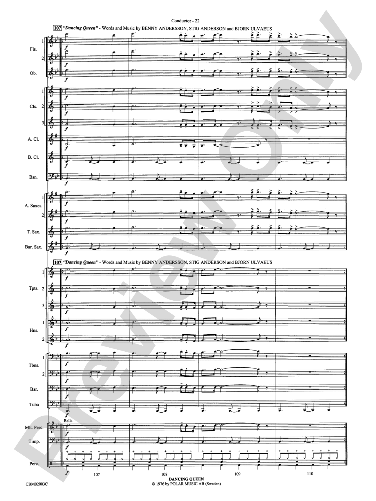 Mamma Mia! -- Highlights from the Broadway Musical: Concert Band Conductor Score & Parts
