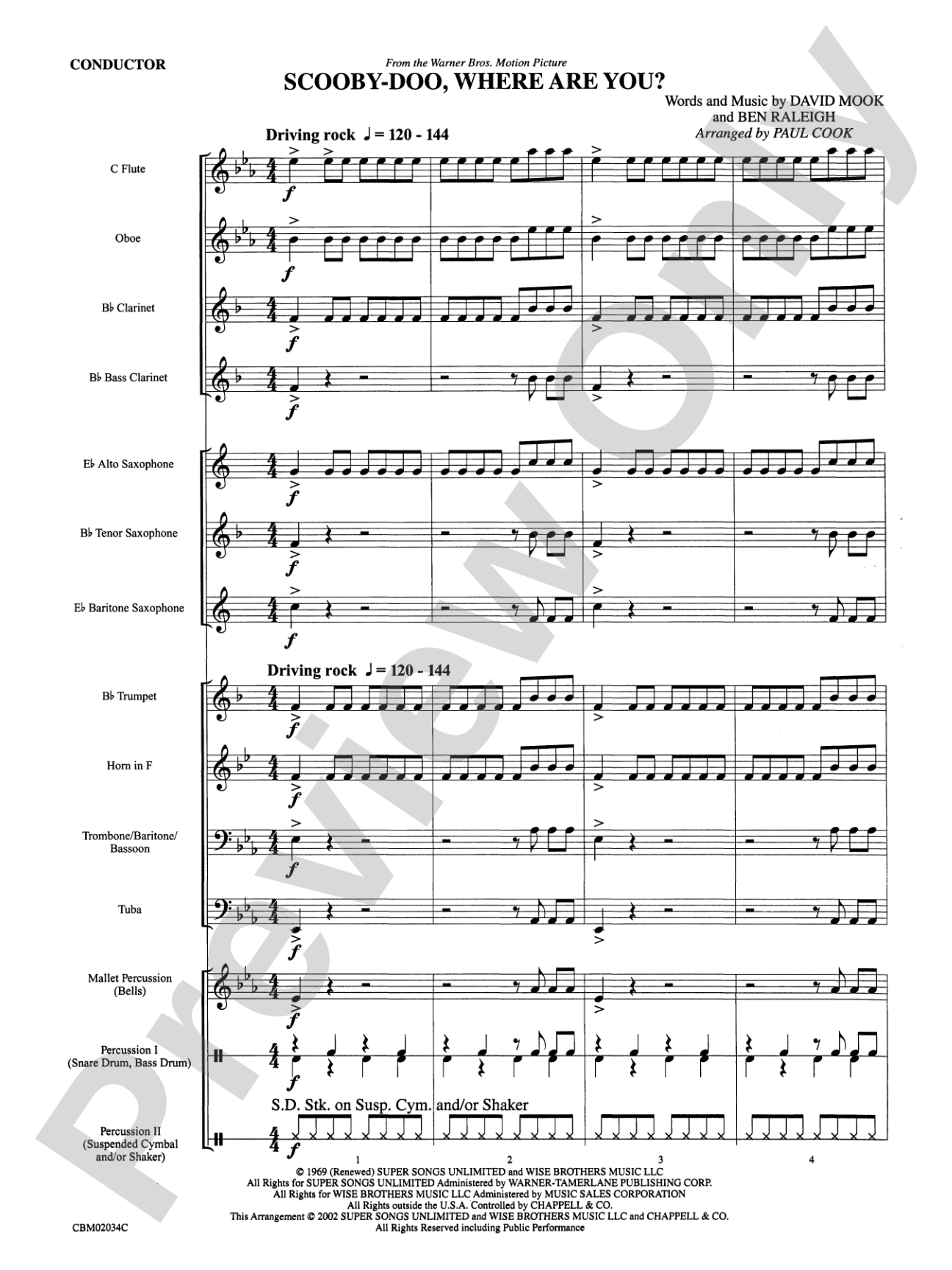 Scooby-Doo, Where Are You?, Theme from: Concert Band Conductor Score & Parts