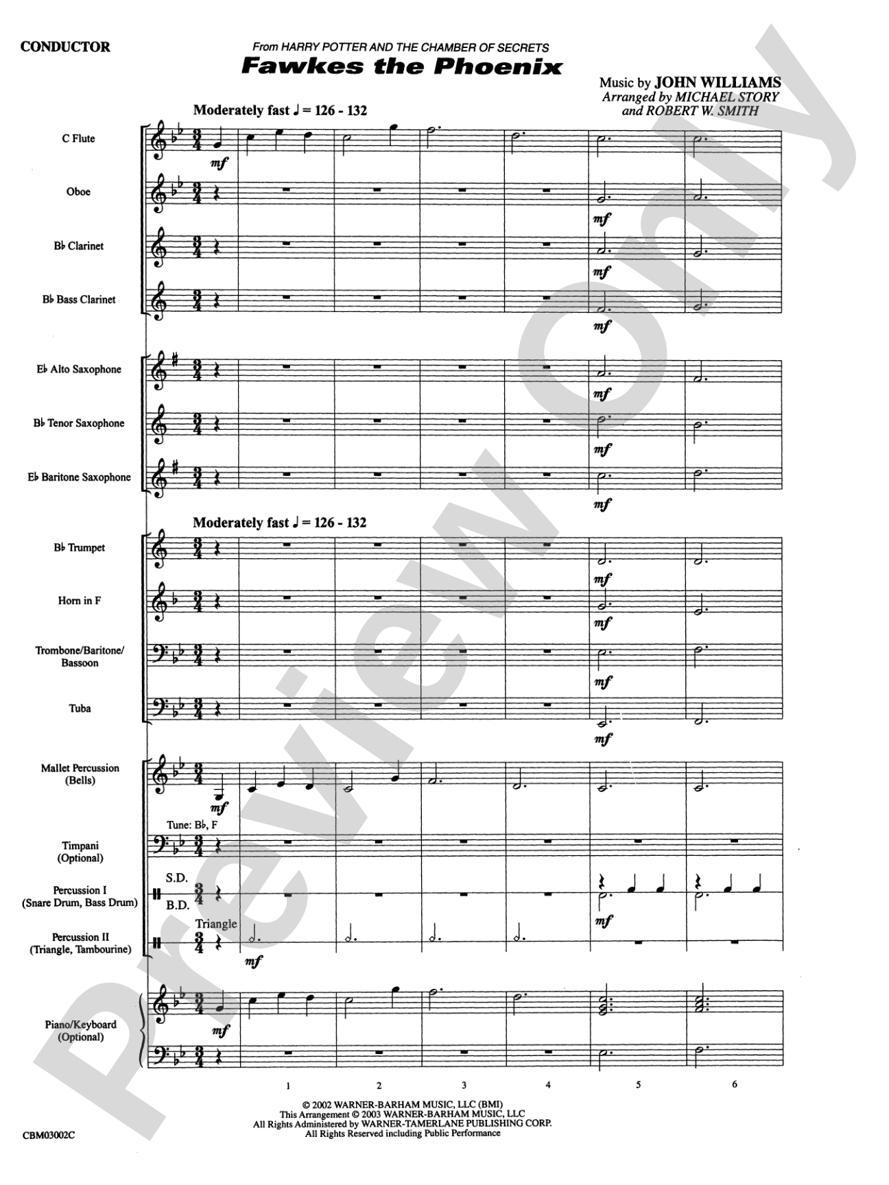 Fawkes the Phoenix (from Harry Potter and the Chamber of Secrets): Concert Band Conductor Score & Parts