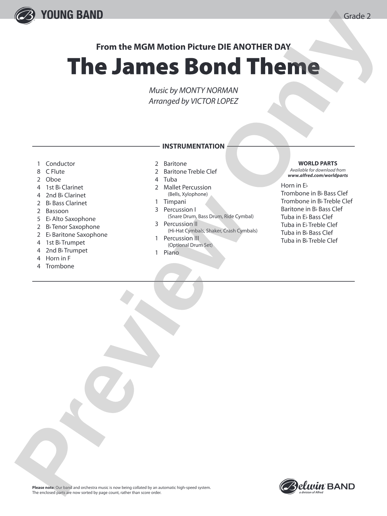 The James Bond Theme (from Die Another Day): Concert Band Conductor Score & Parts