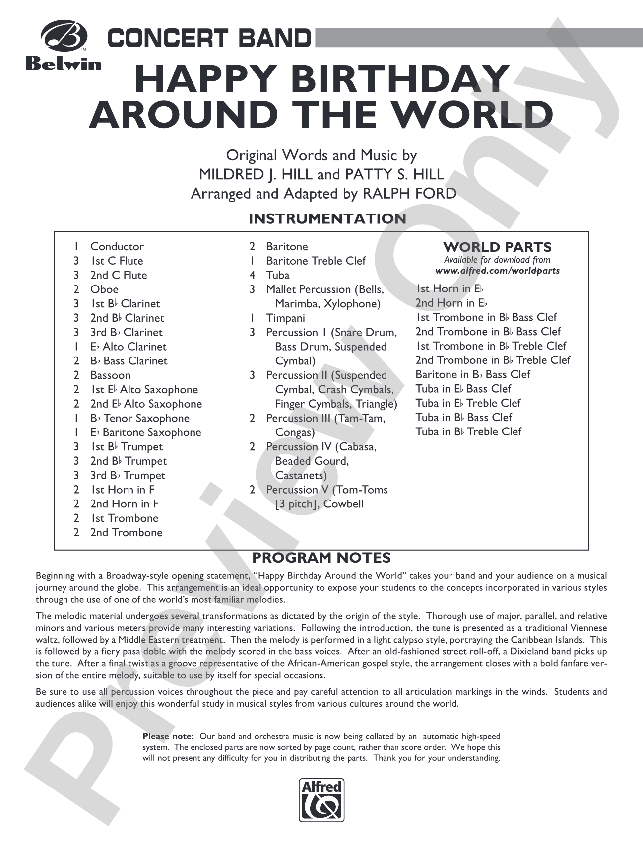 Happy Birthday Around the World: Score